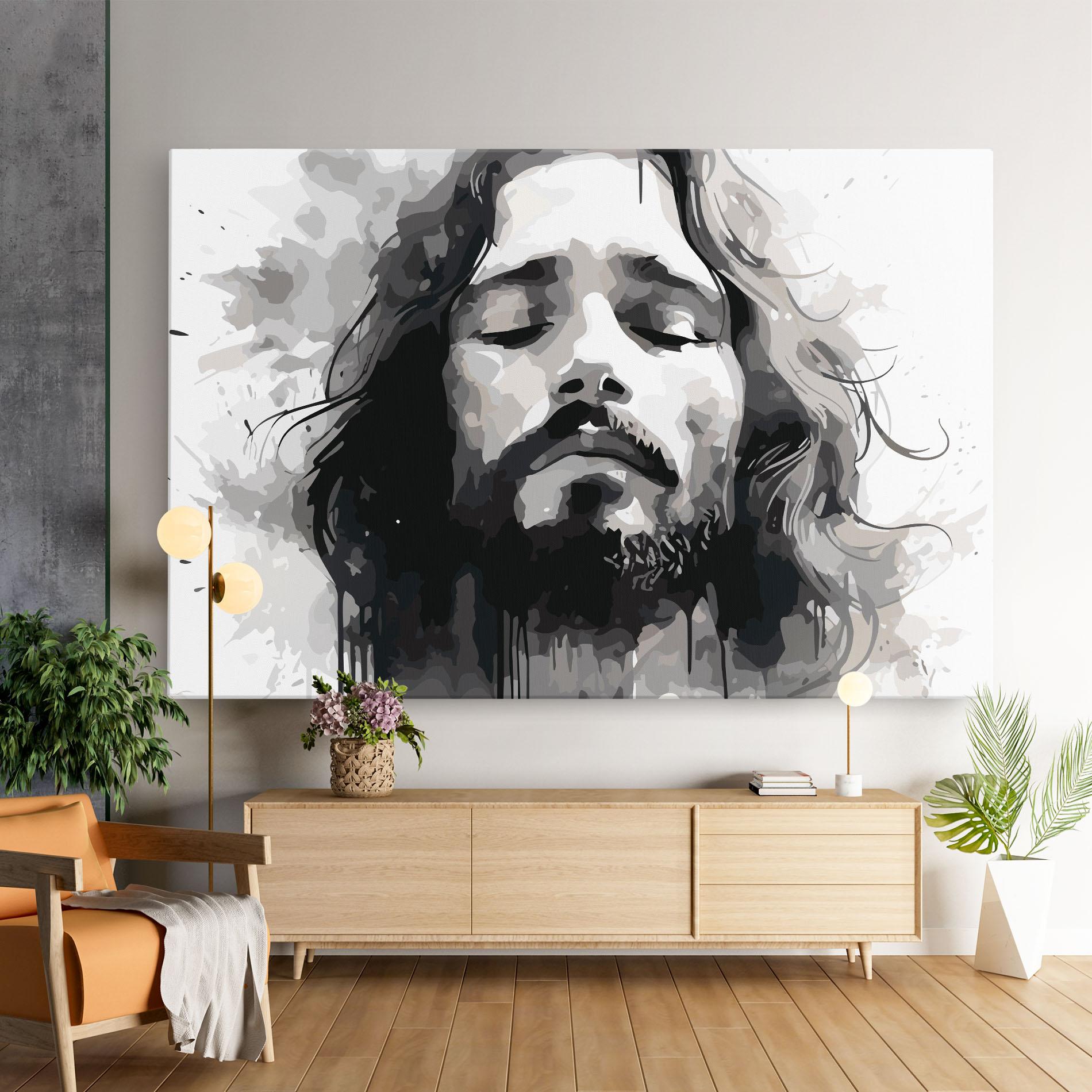 Leinwandbild Jesus Ink Art mockup 9