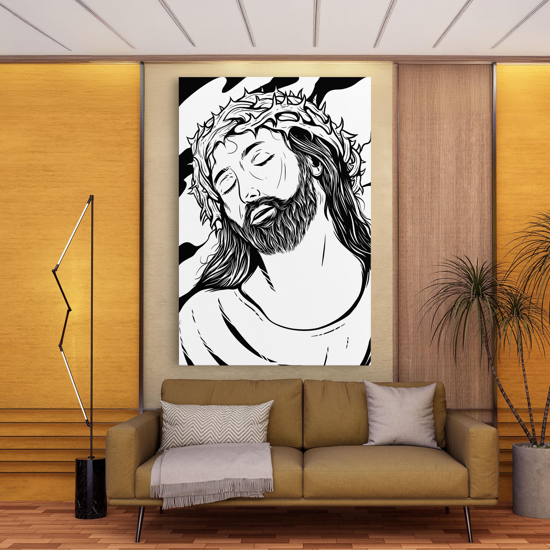 Leinwandbild Black White Jesus mockup 9