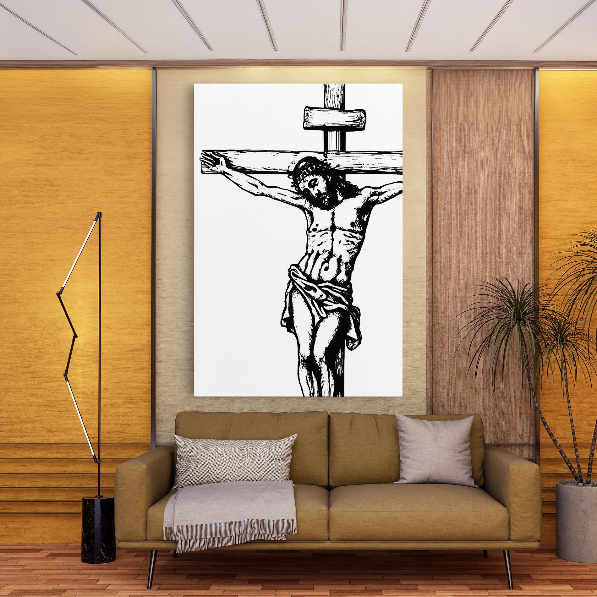 Leinwandbild Jesus Black Line mockup 9