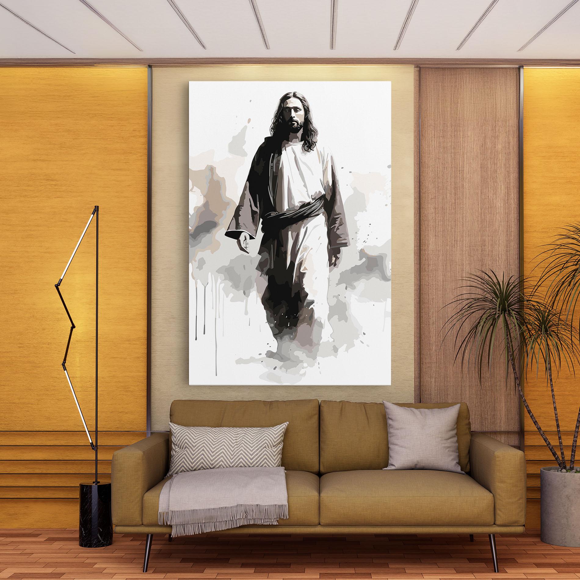 Leinwandbild Watercolor Jesus mockup 9