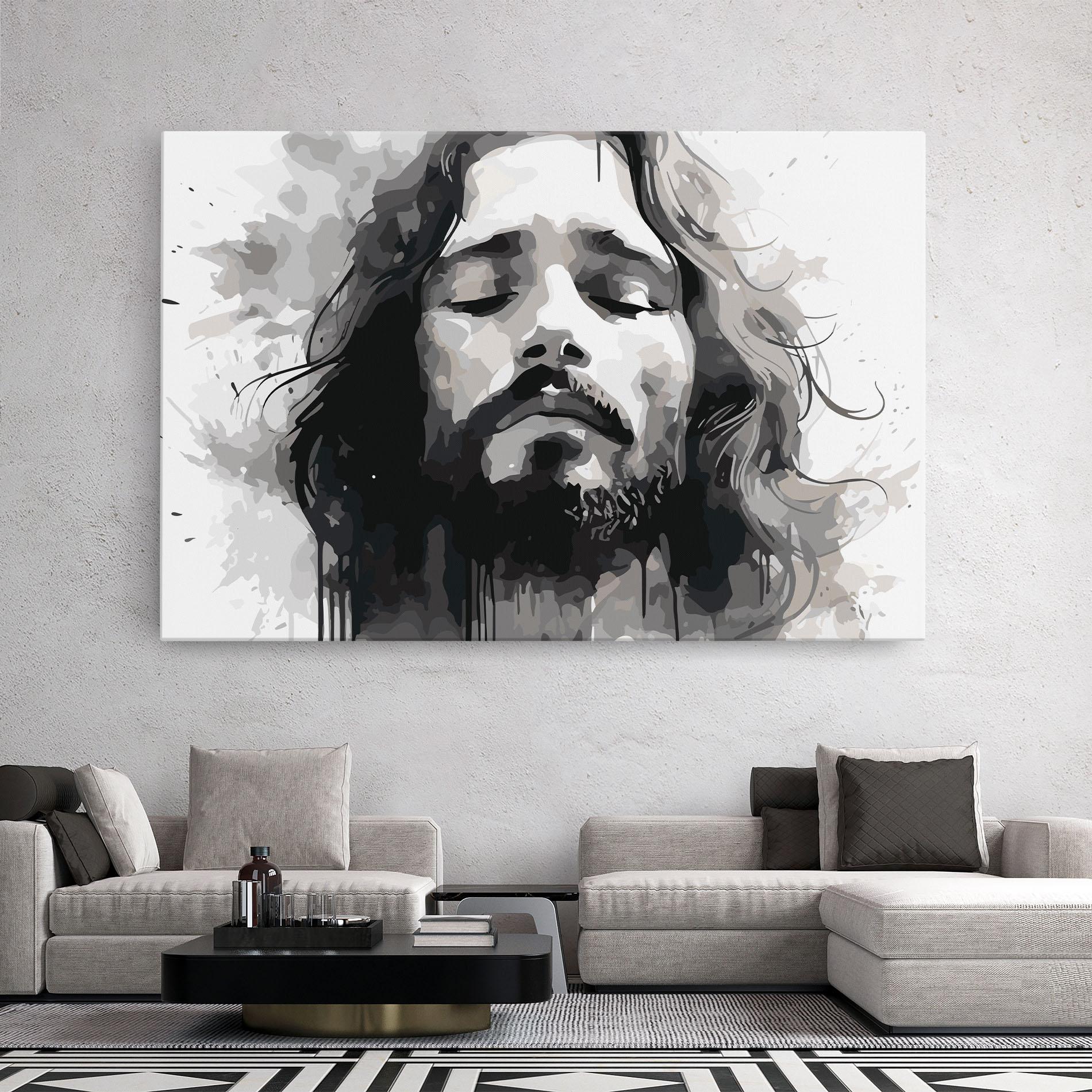 Leinwandbild Jesus Ink Art mockup 2