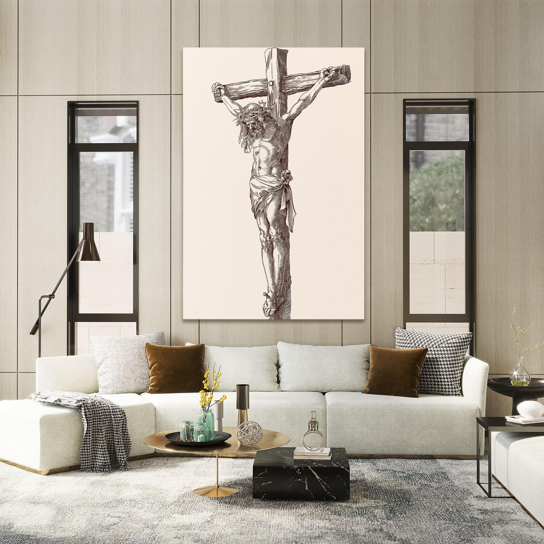 Leinwandbild Brown Cross Jesus mockup 2