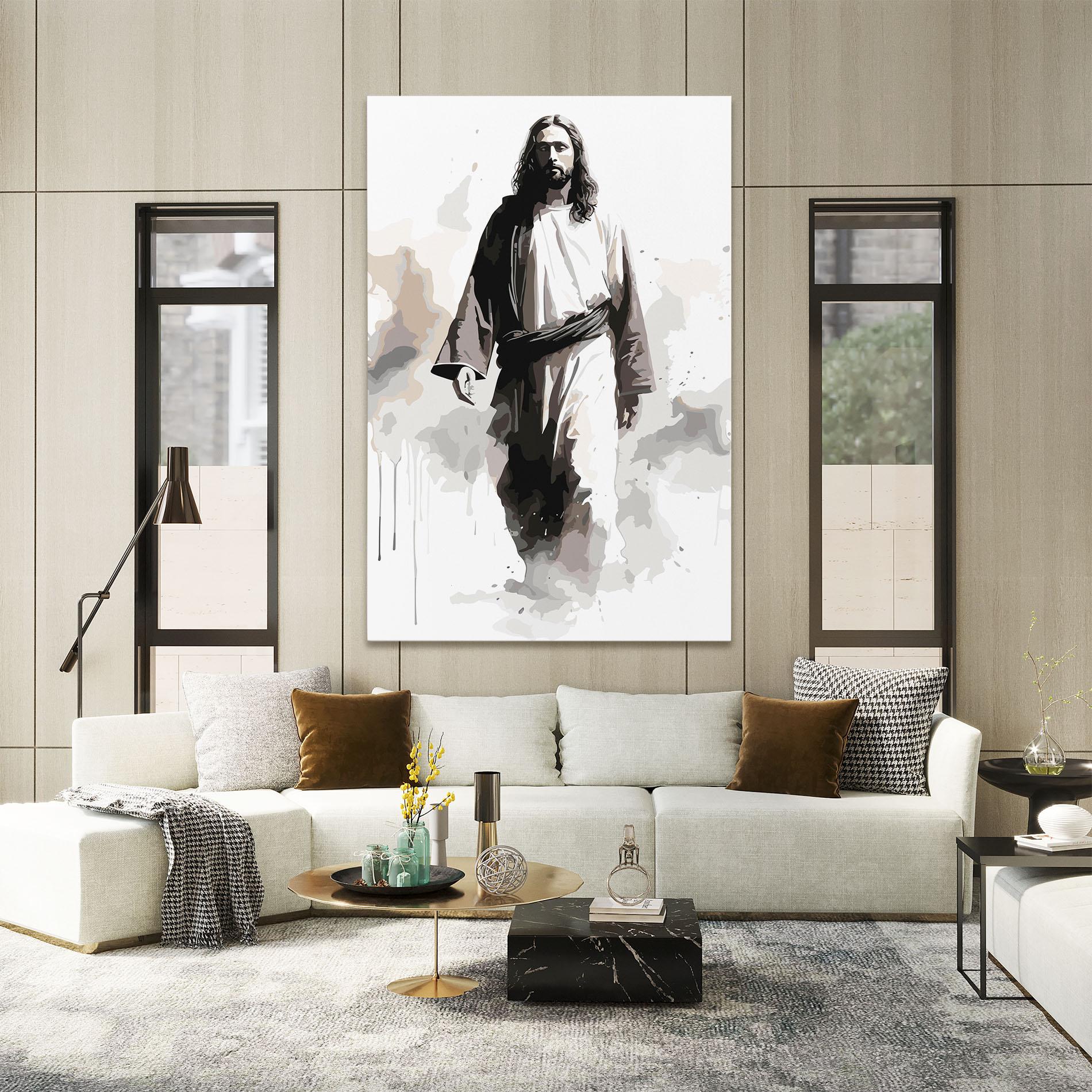 Leinwandbild Watercolor Jesus mockup 2