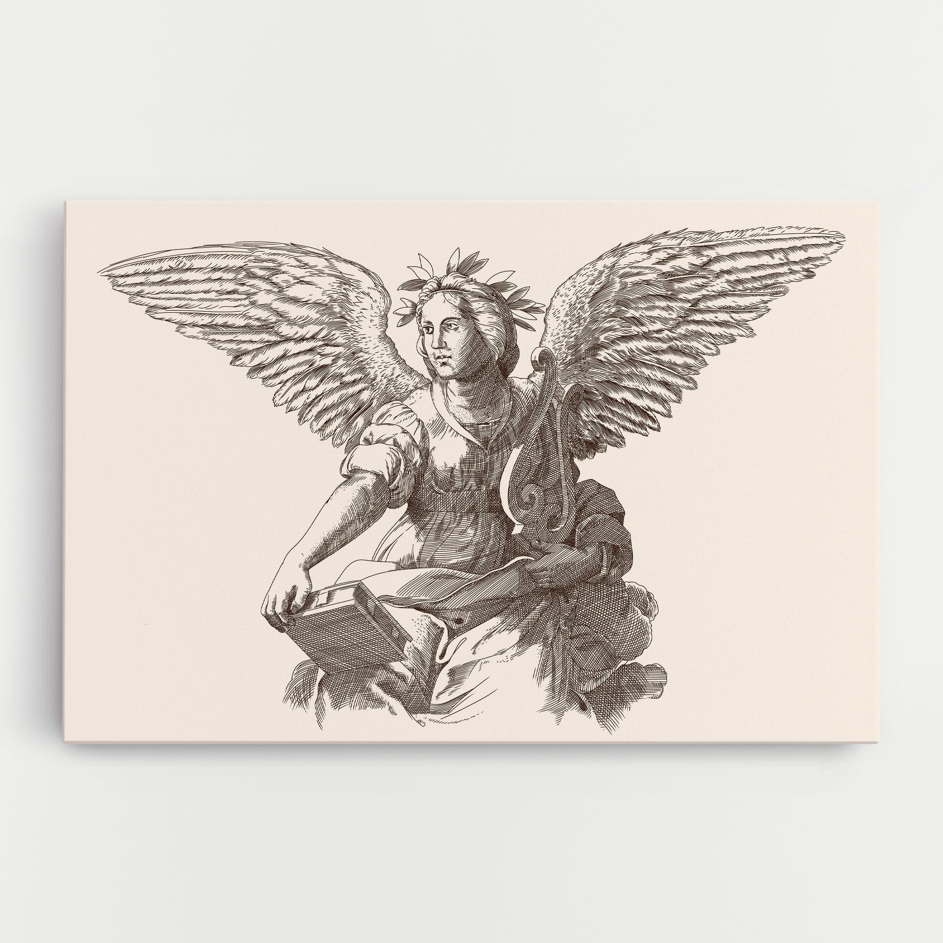 Leinwandbild Brown Line Angel mockup 0