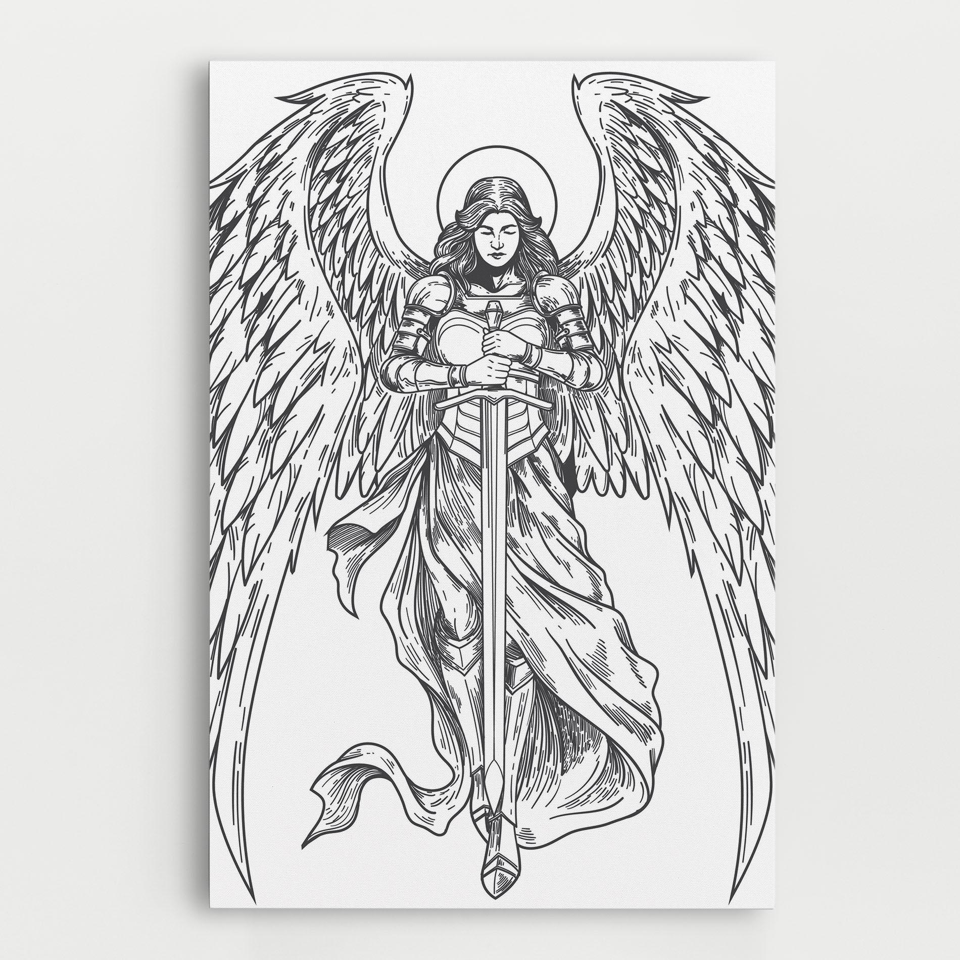 Leinwandbild Grey Line Angel mockup 0