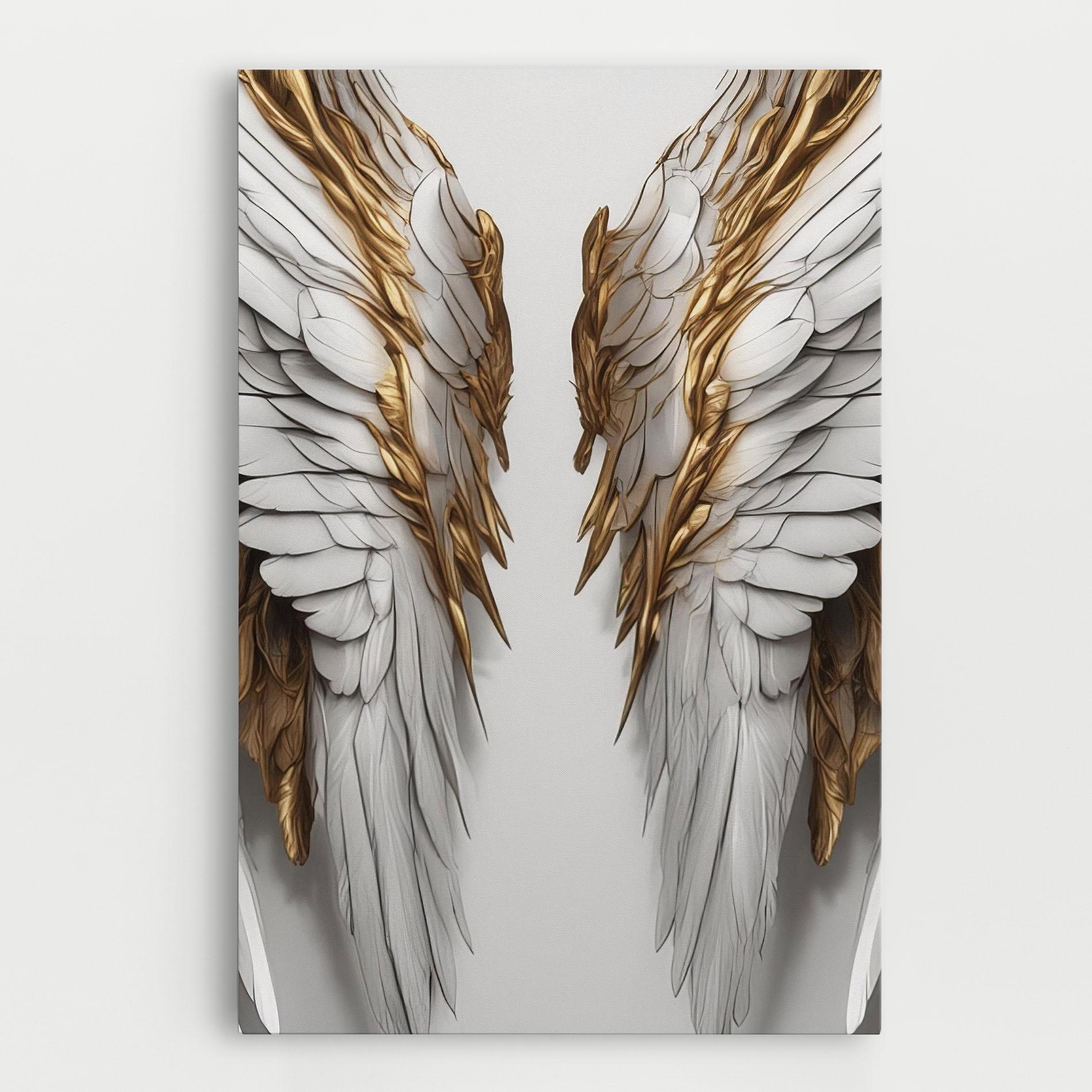 Leinwandbild Realistic Gold Angel Wings mockup 0