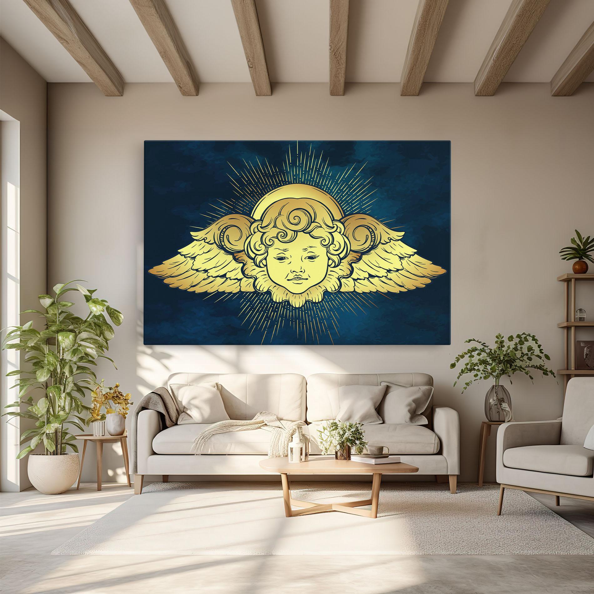 Leinwandbild Angel Gold Head mockup 6