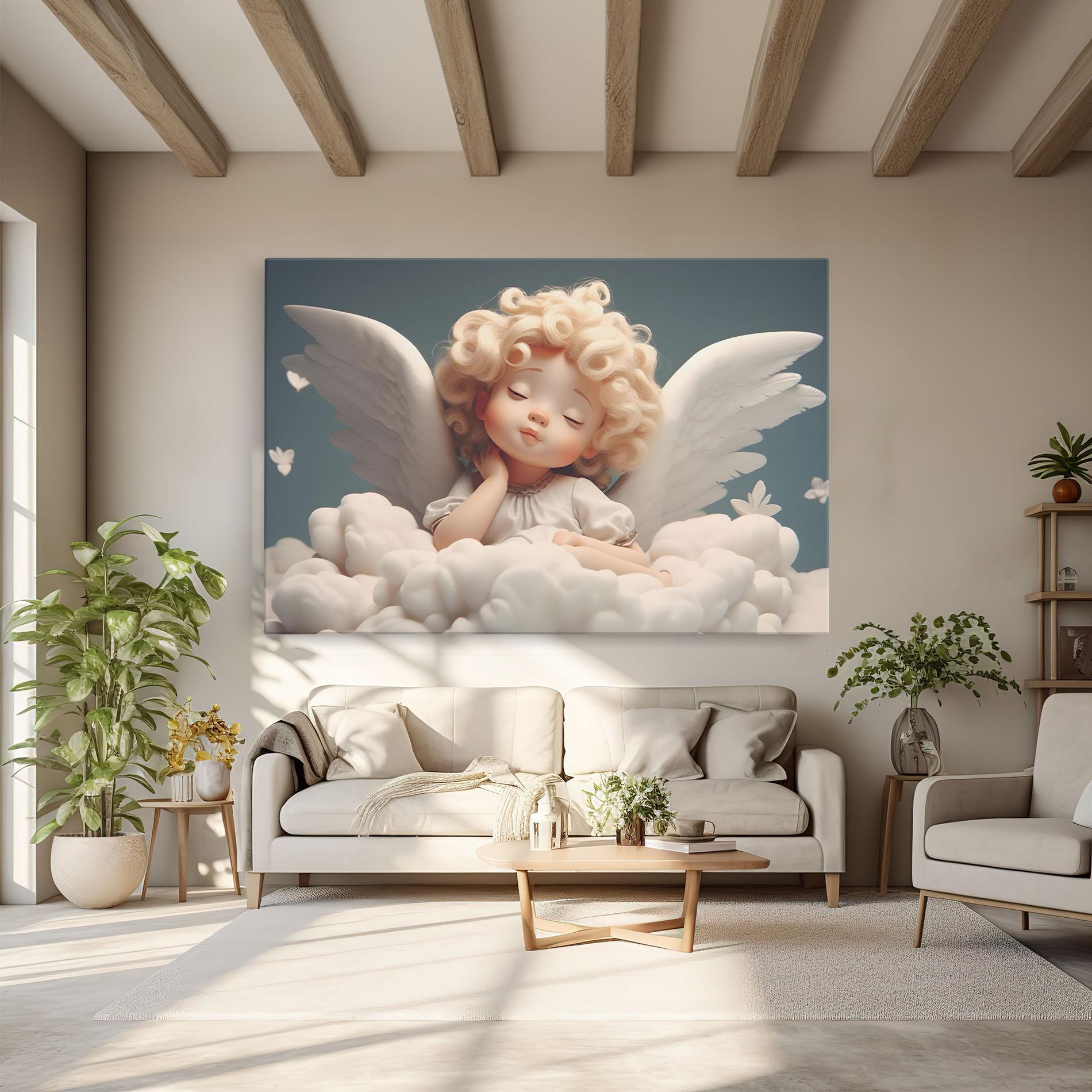 Leinwandbild Statue Baby Angel mockup 6