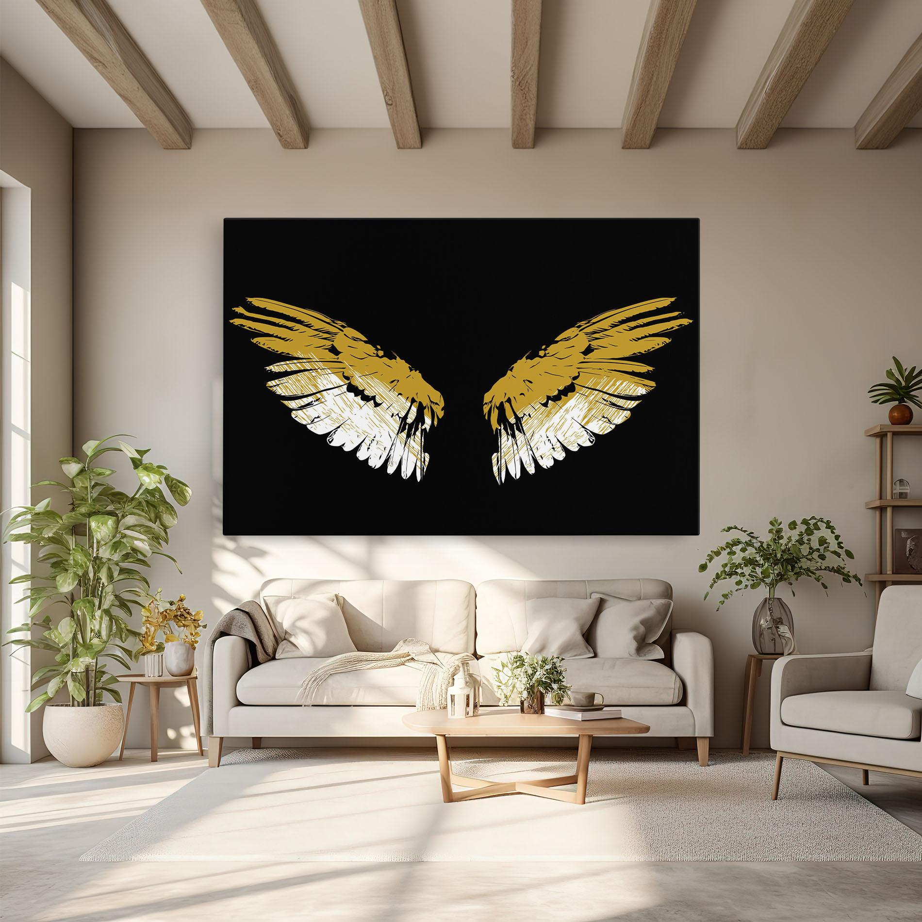 Leinwandbild White Yellow Wings mockup 6