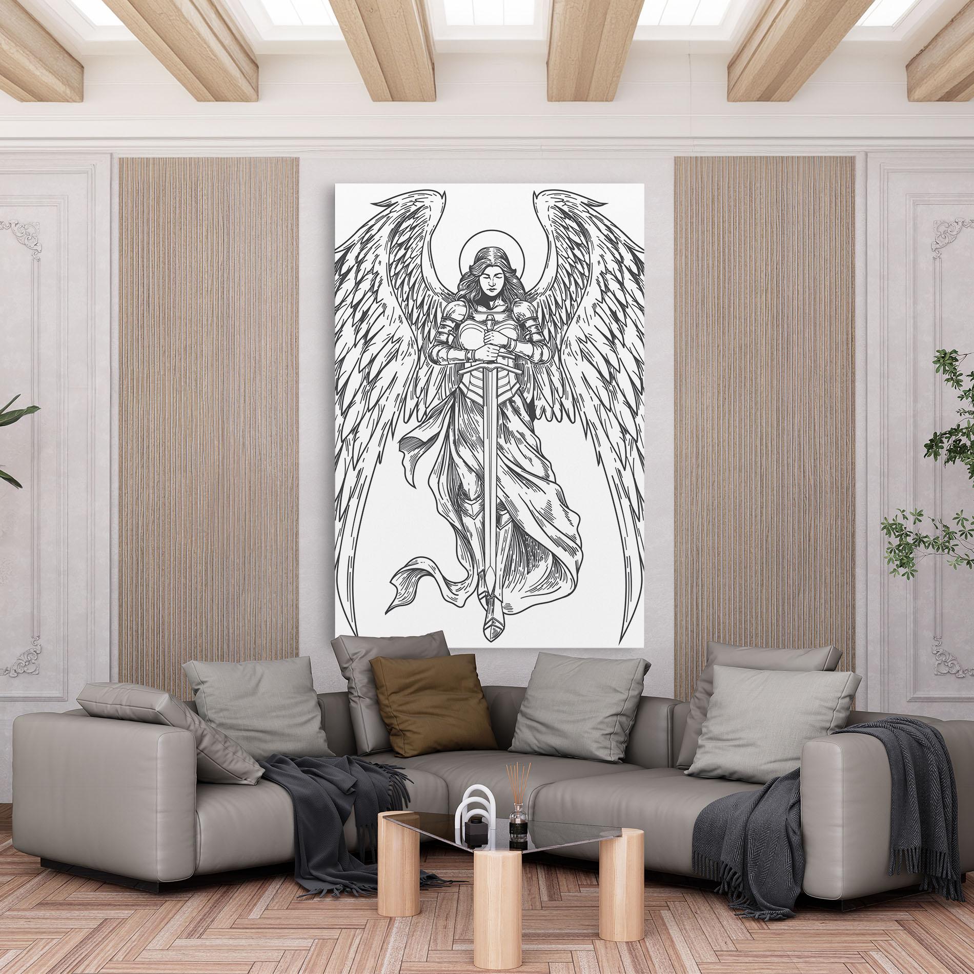 Leinwandbild Grey Line Angel mockup 6