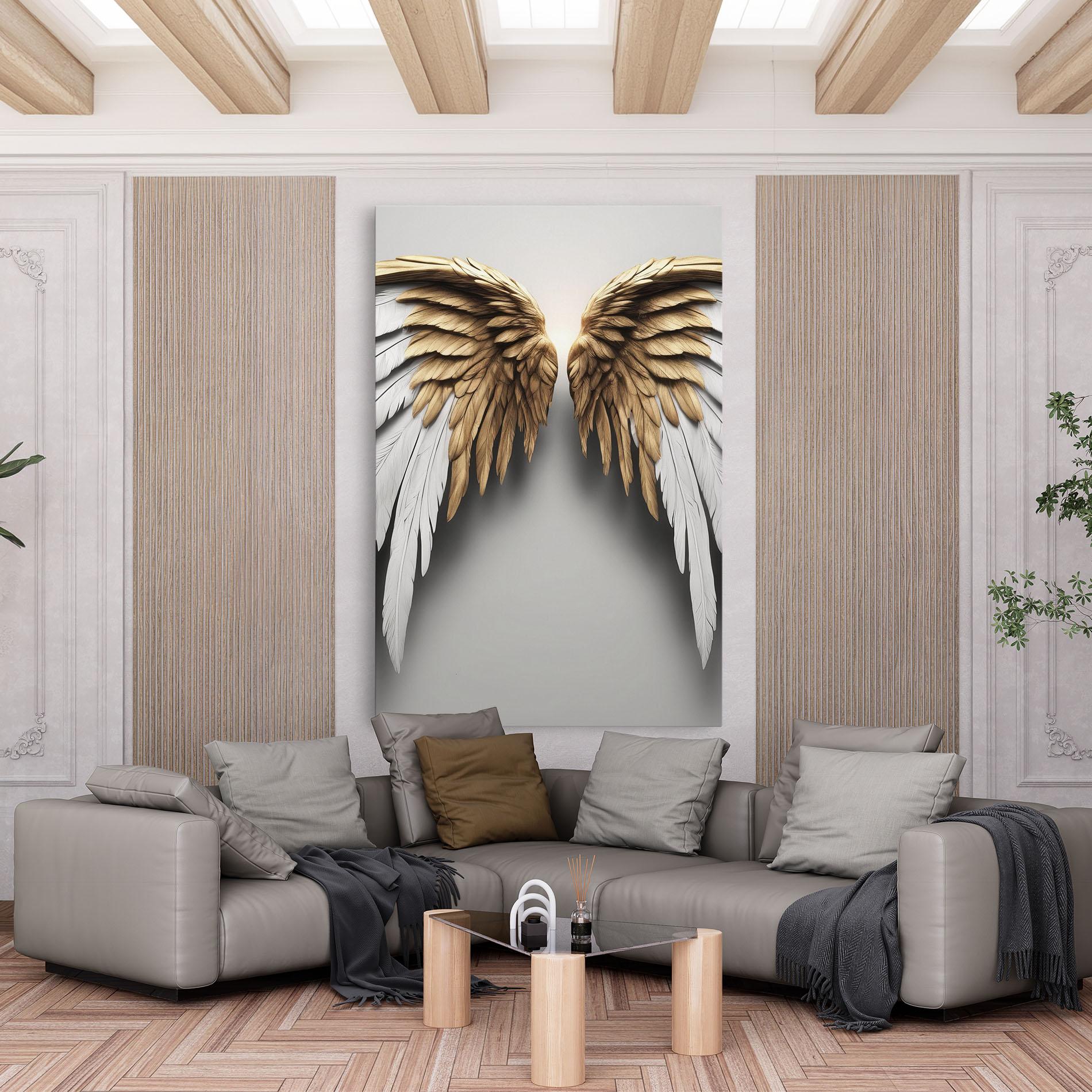 Leinwandbild Realistic Angel Wings mockup 6