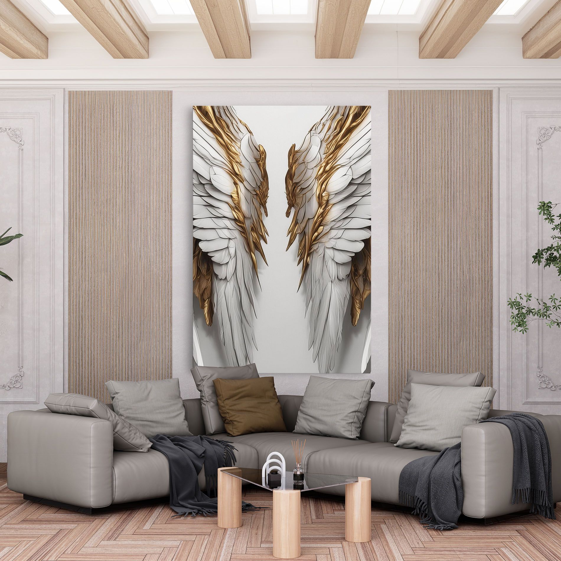 Realistic Gold Angel Wings mockup 6