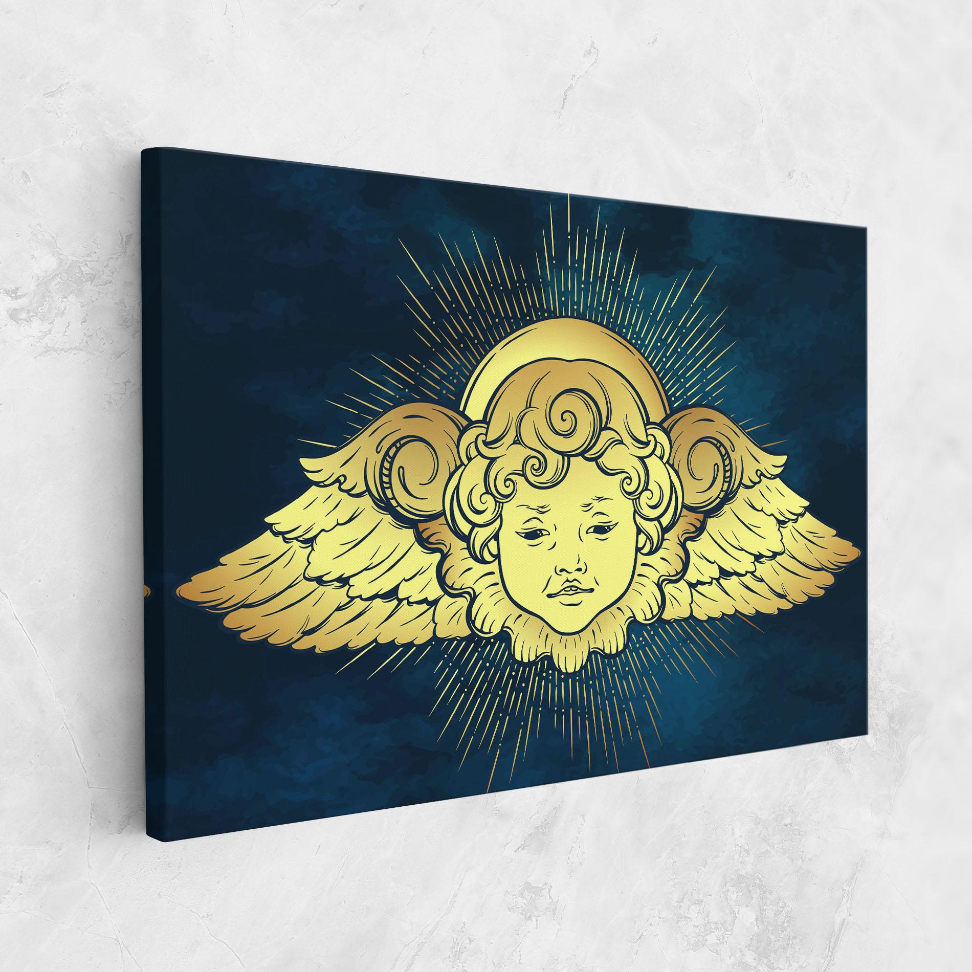 Leinwandbild Angel Gold Head mockup 1