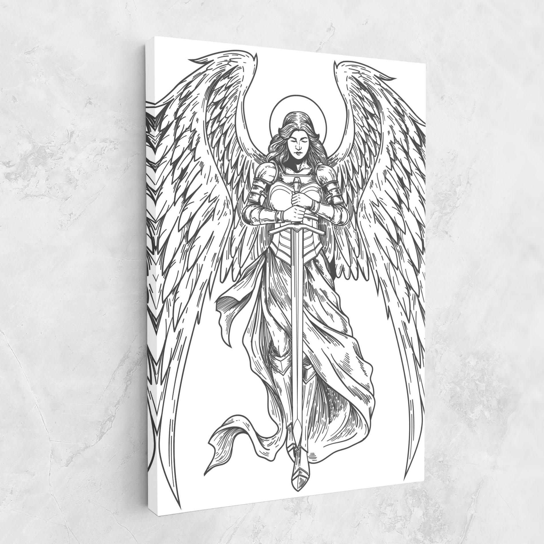 Leinwandbild Grey Line Angel mockup 1