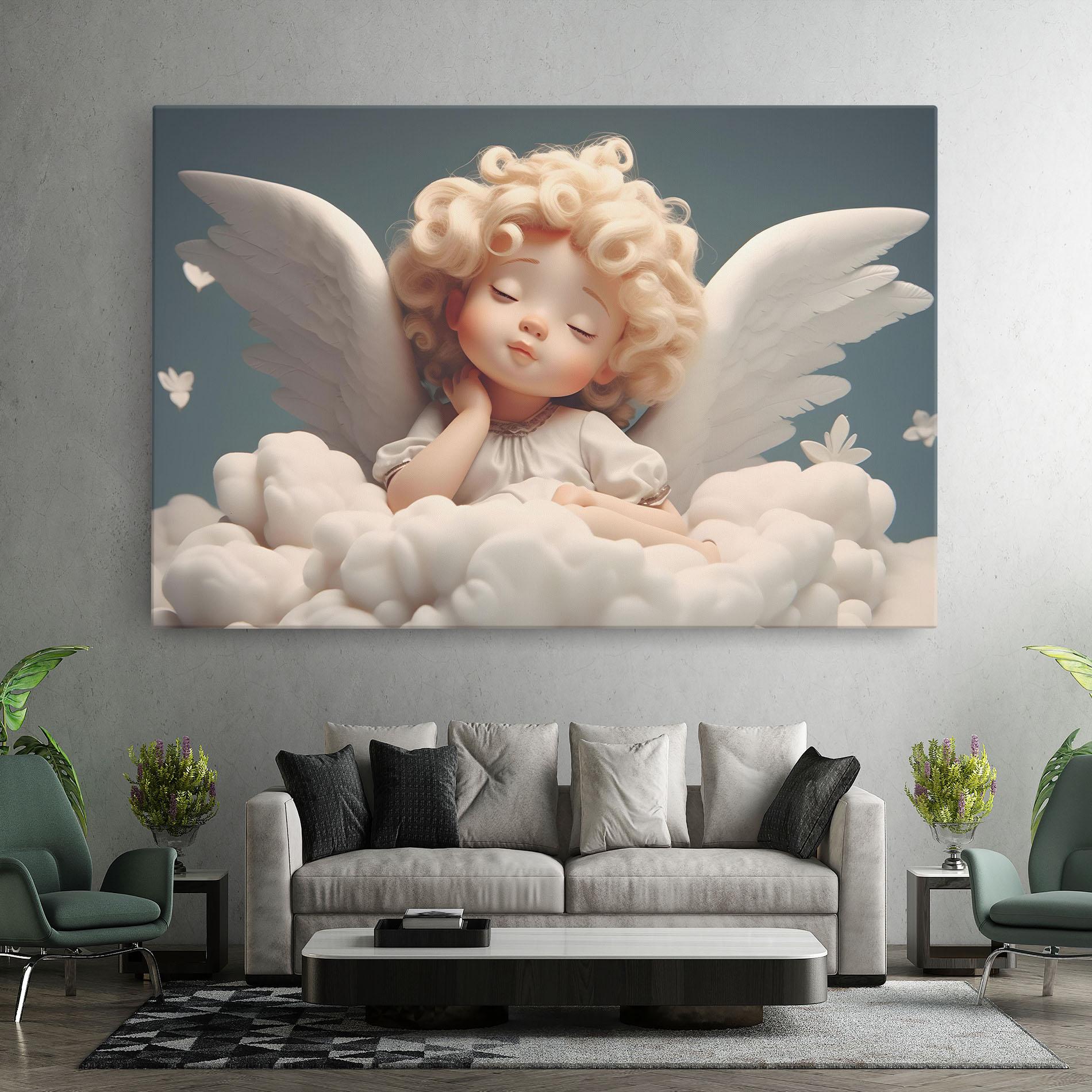 Leinwandbild Statue Baby Angel mockup 7