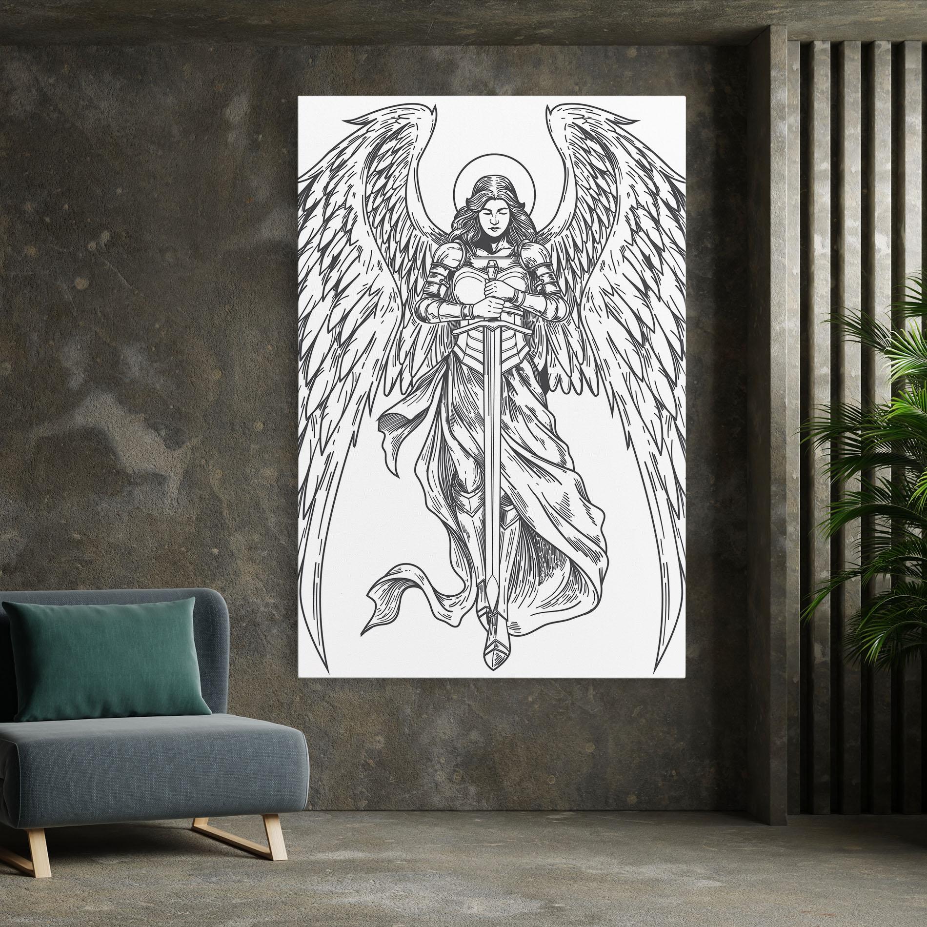 Leinwandbild Grey Line Angel mockup 7