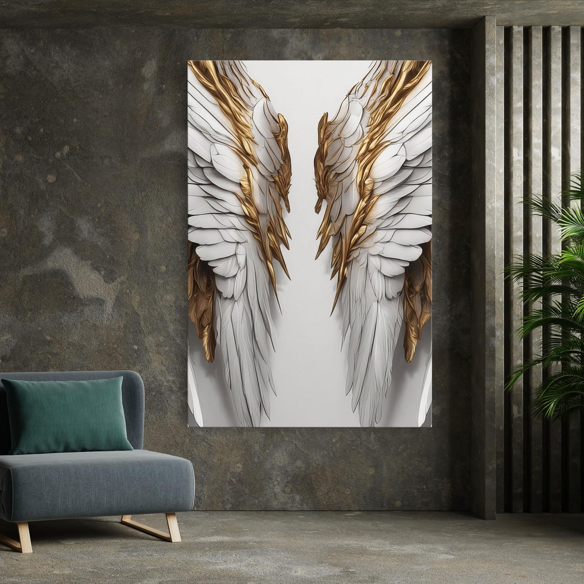 Leinwandbild Realistic Gold Angel Wings mockup 7