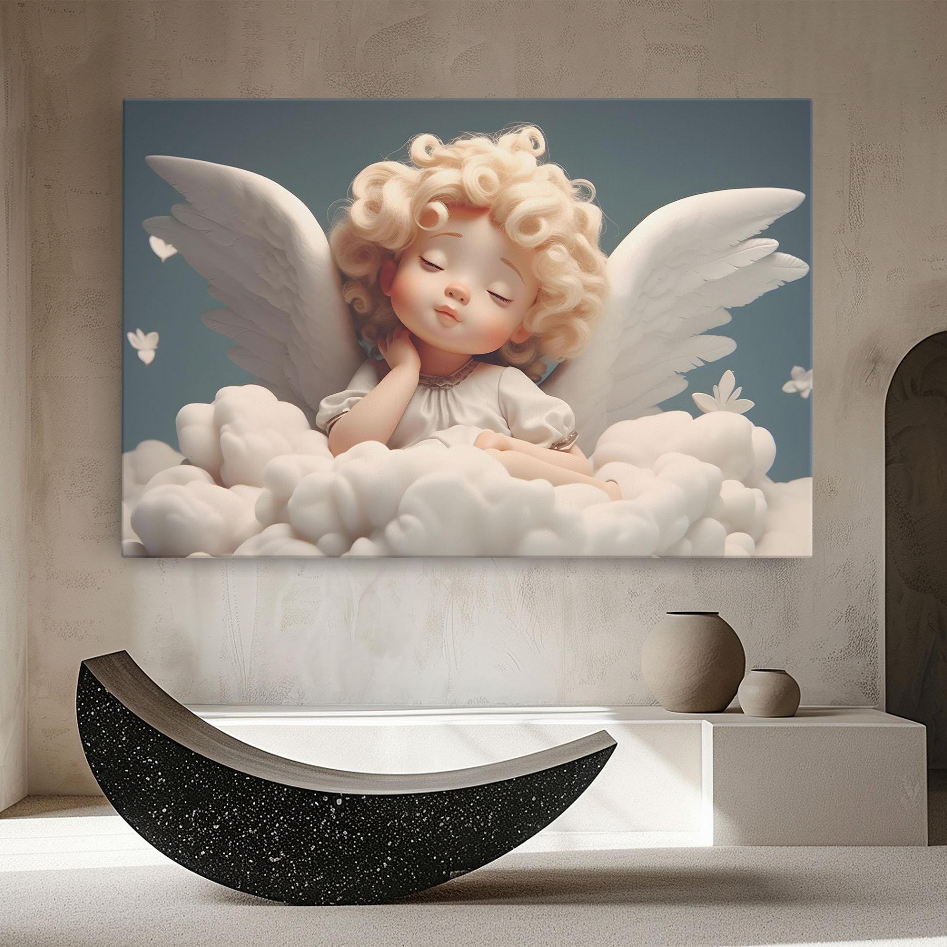Leinwandbild Statue Baby Angel mockup 8
