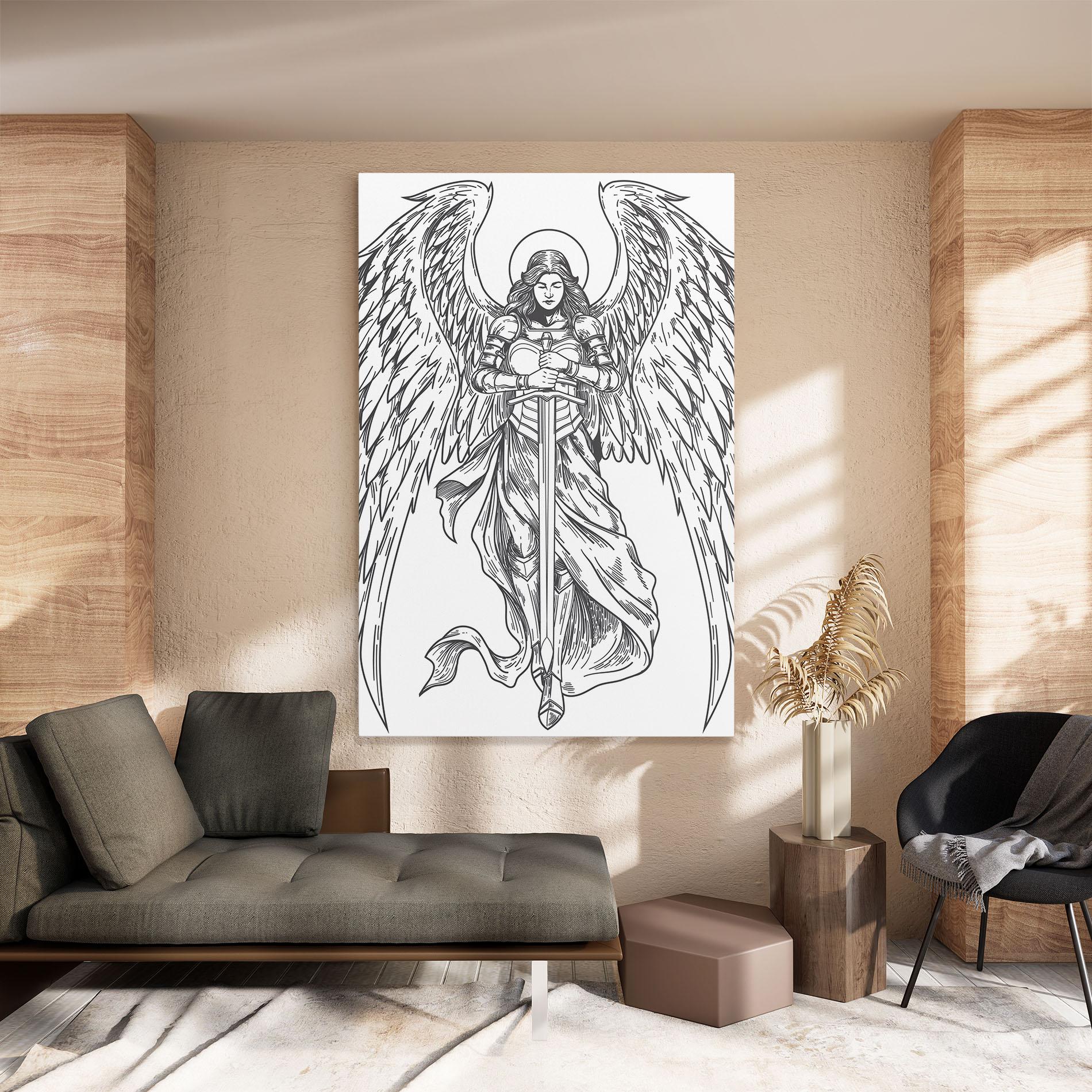 Leinwandbild Grey Line Angel mockup 8