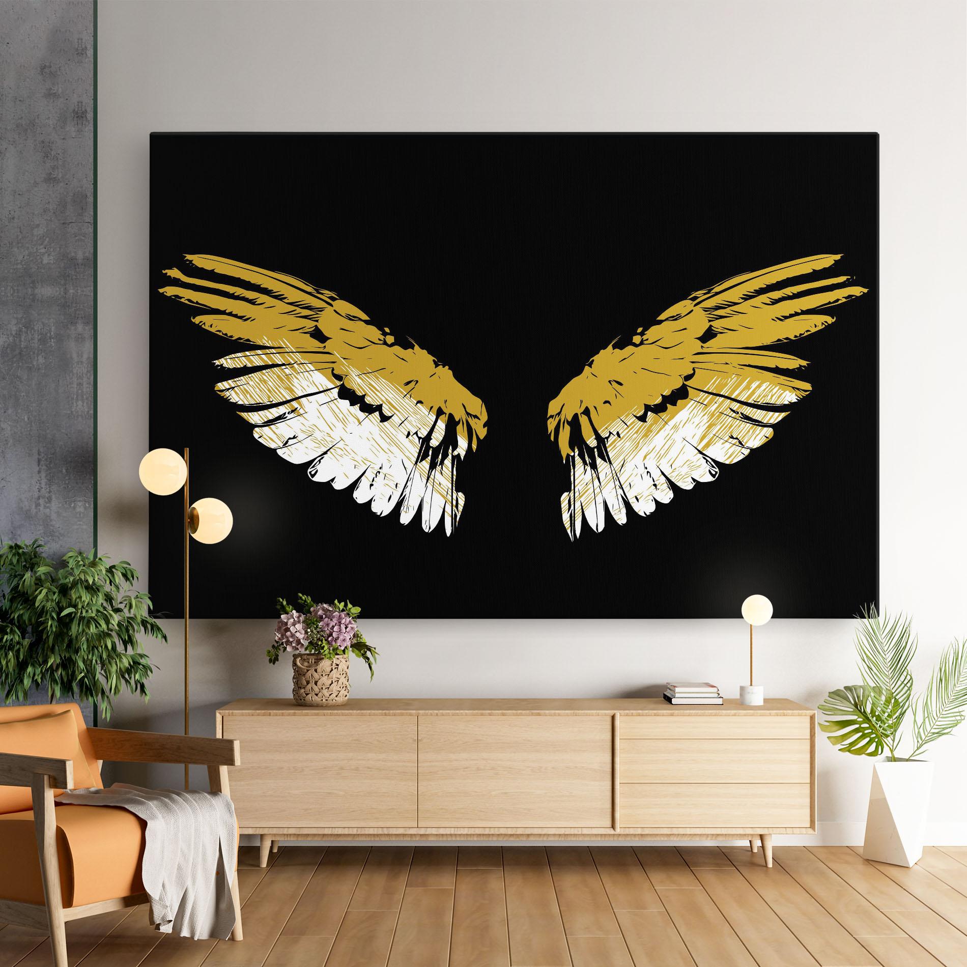 Leinwandbild White Yellow Wings mockup 9