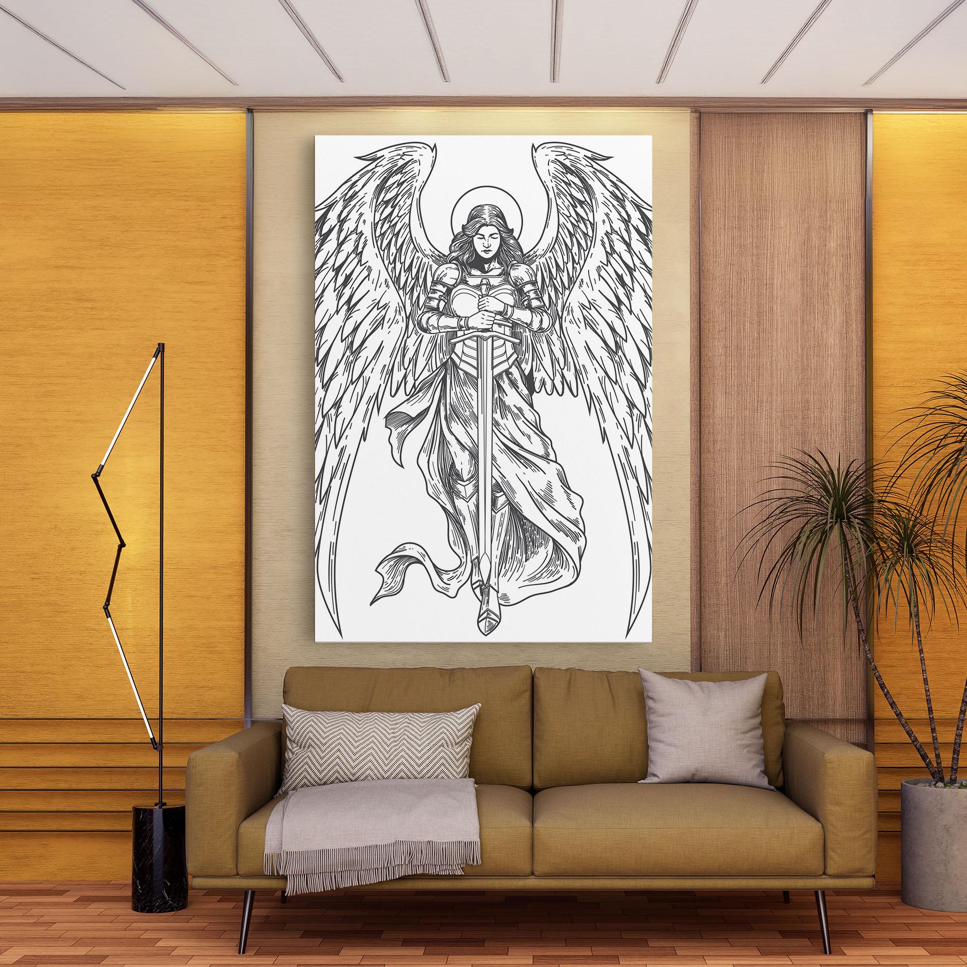 Leinwandbild Grey Line Angel mockup 9