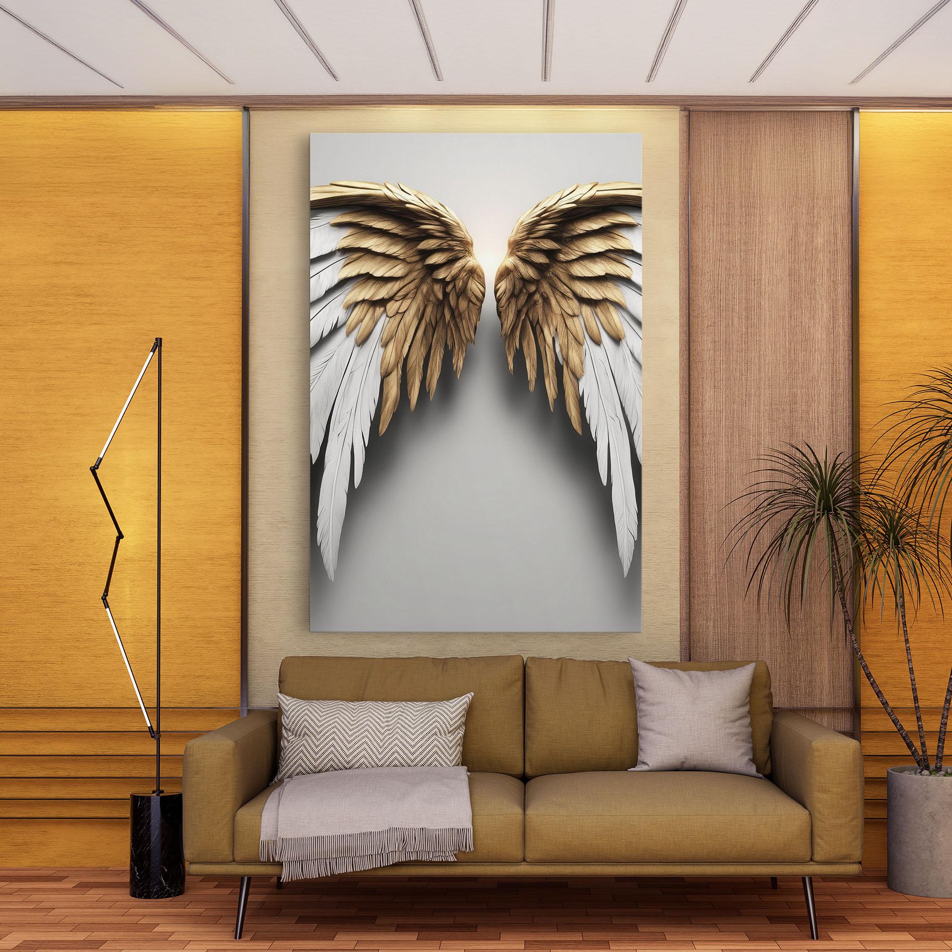 Leinwandbild Realistic Angel Wings mockup 9