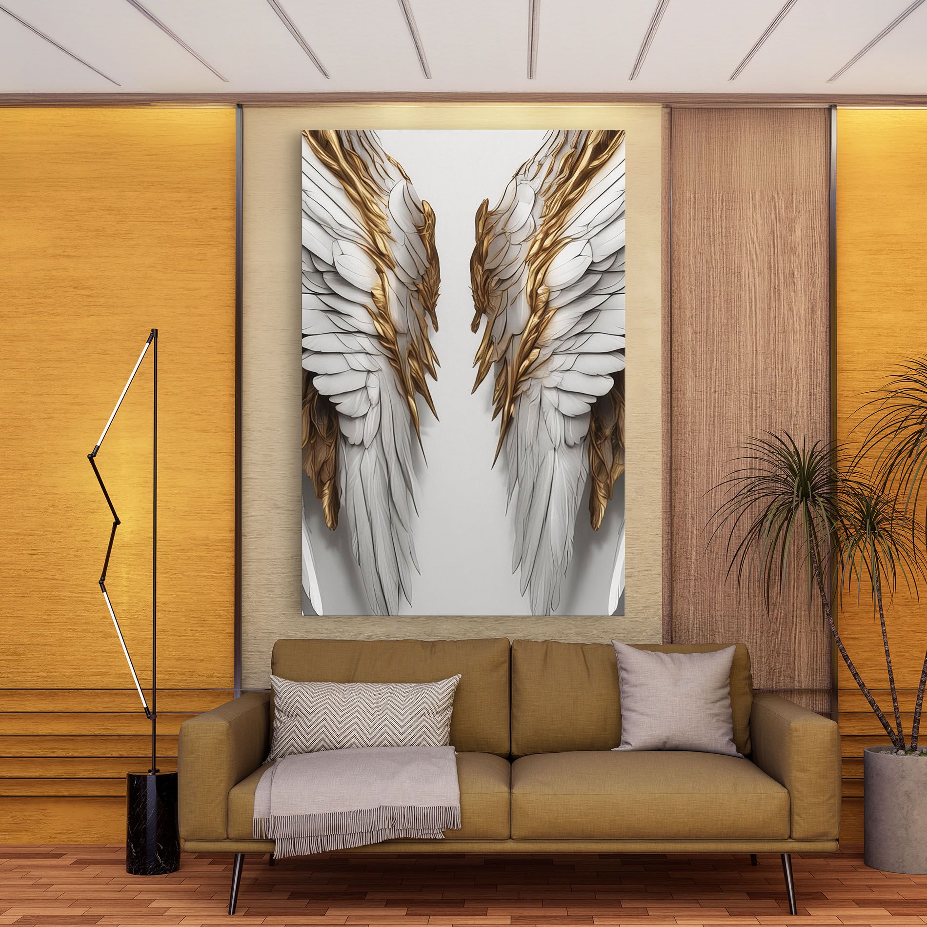 Realistic Gold Angel Wings mockup 9