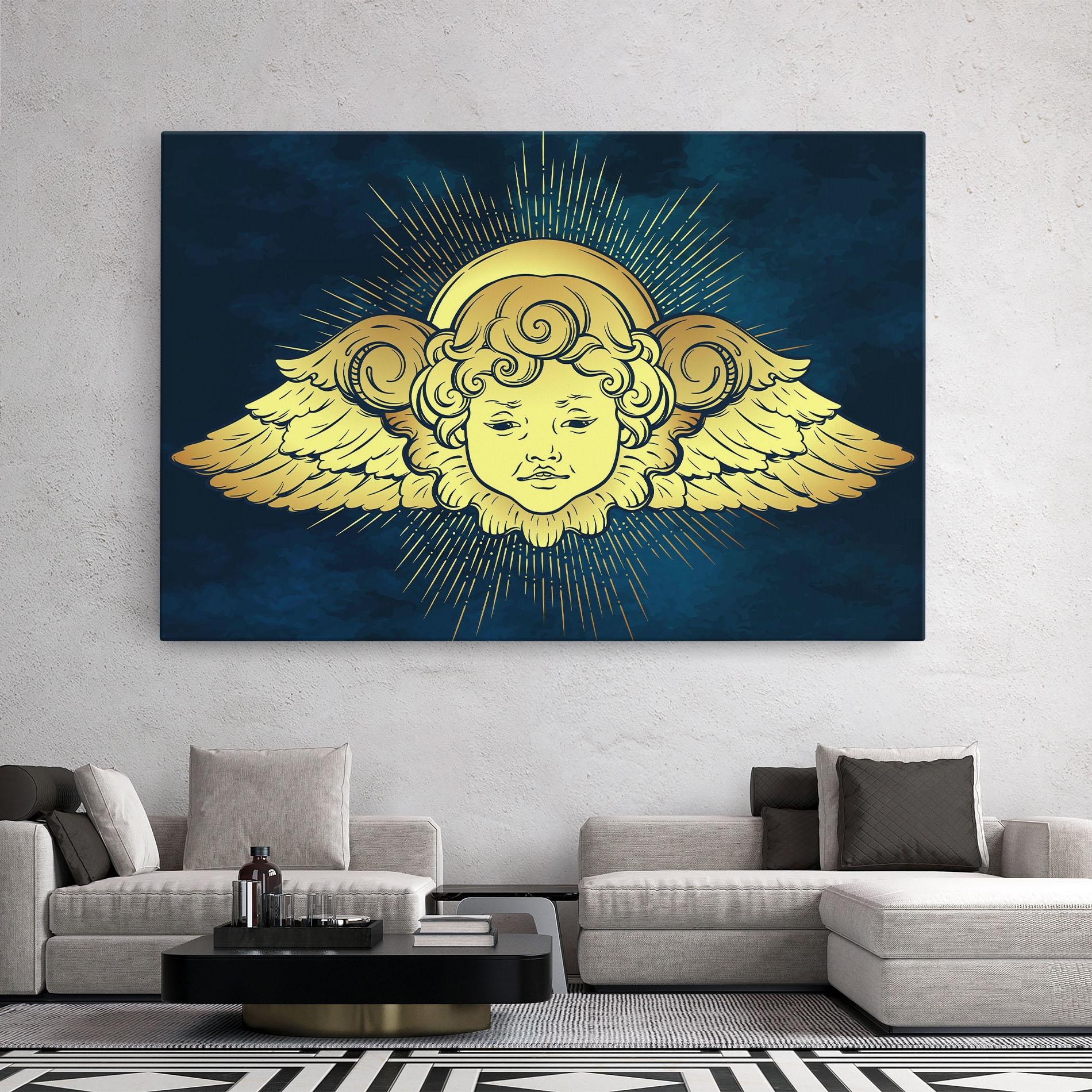 Leinwandbild Angel Gold Head mockup 2