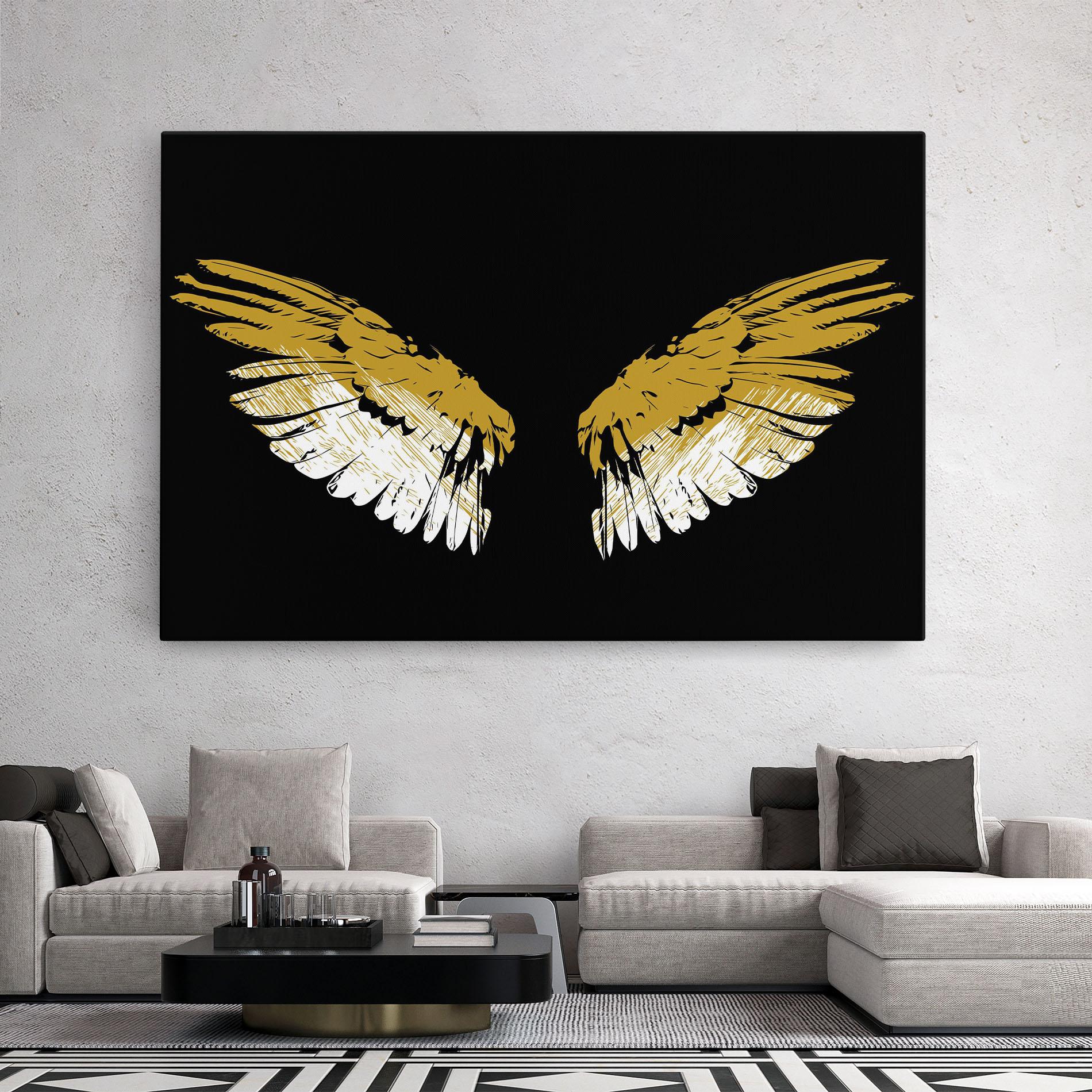 Leinwandbild White Yellow Wings mockup 2