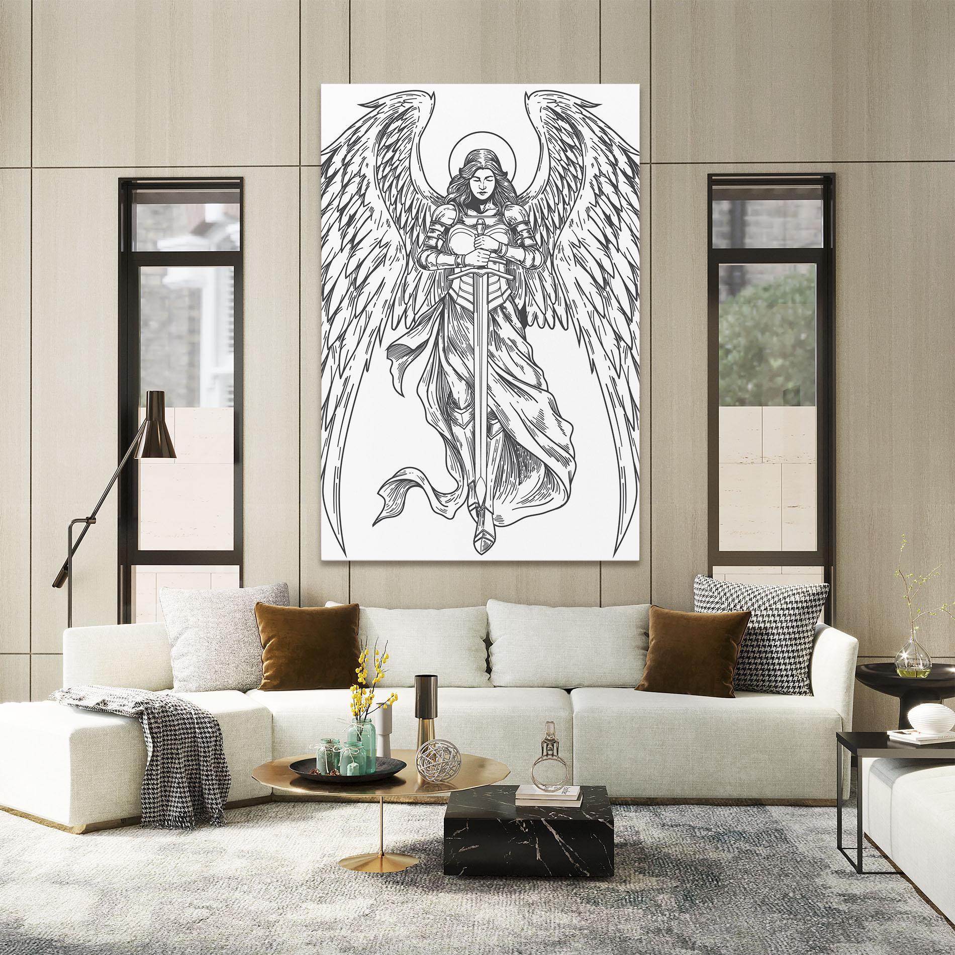 Leinwandbild Grey Line Angel mockup 2