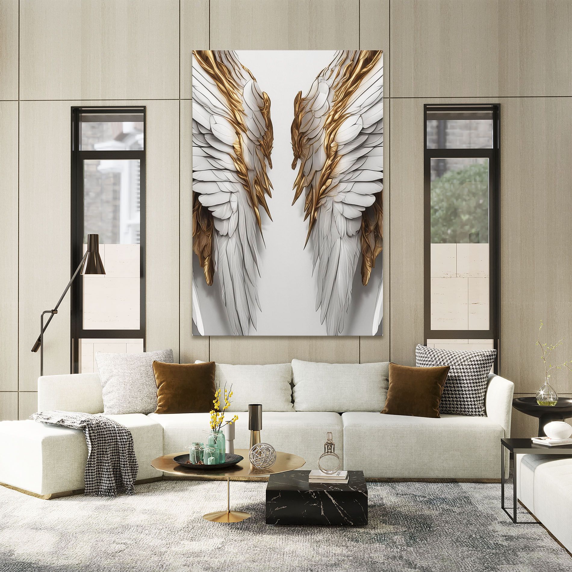 Realistic Gold Angel Wings mockup 2
