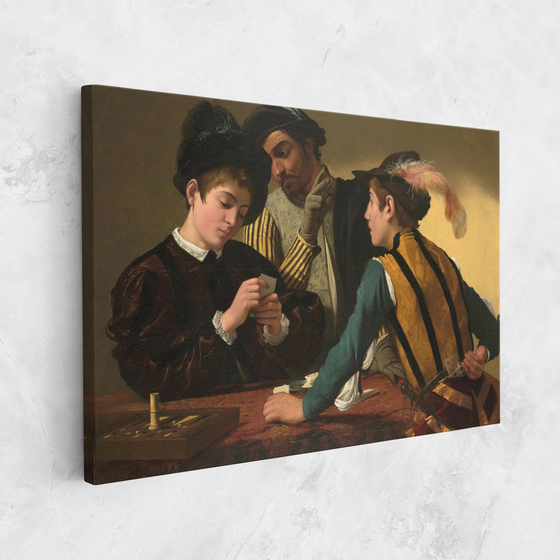 Leinwandbild Caravaggio The Cardsharps mockup 1