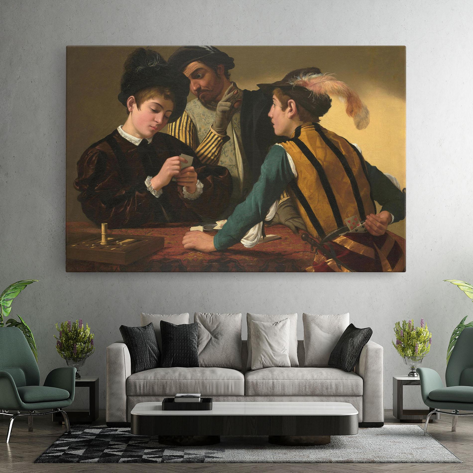 Leinwandbild Caravaggio The Cardsharps mockup 7