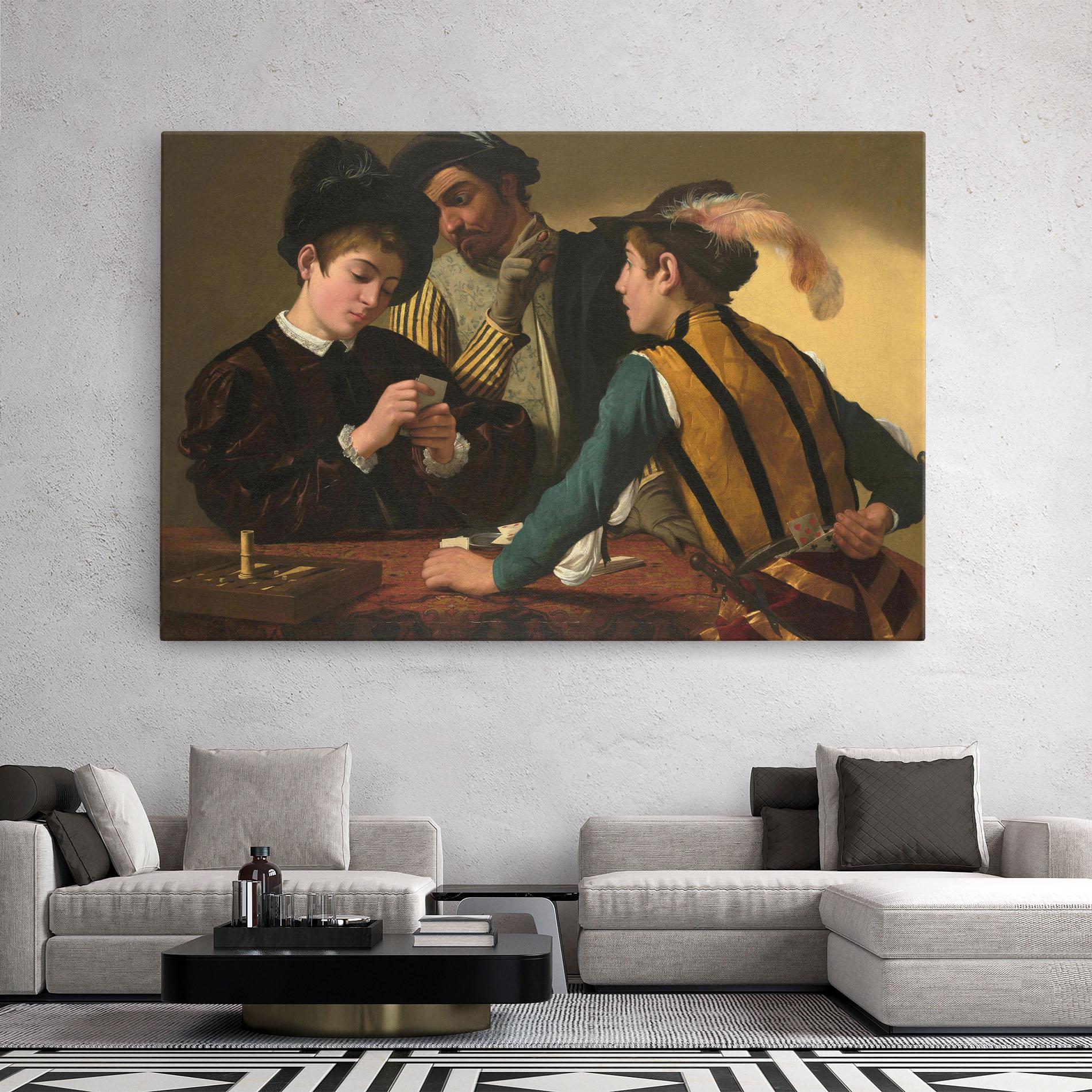 Leinwandbild Caravaggio The Cardsharps mockup 2