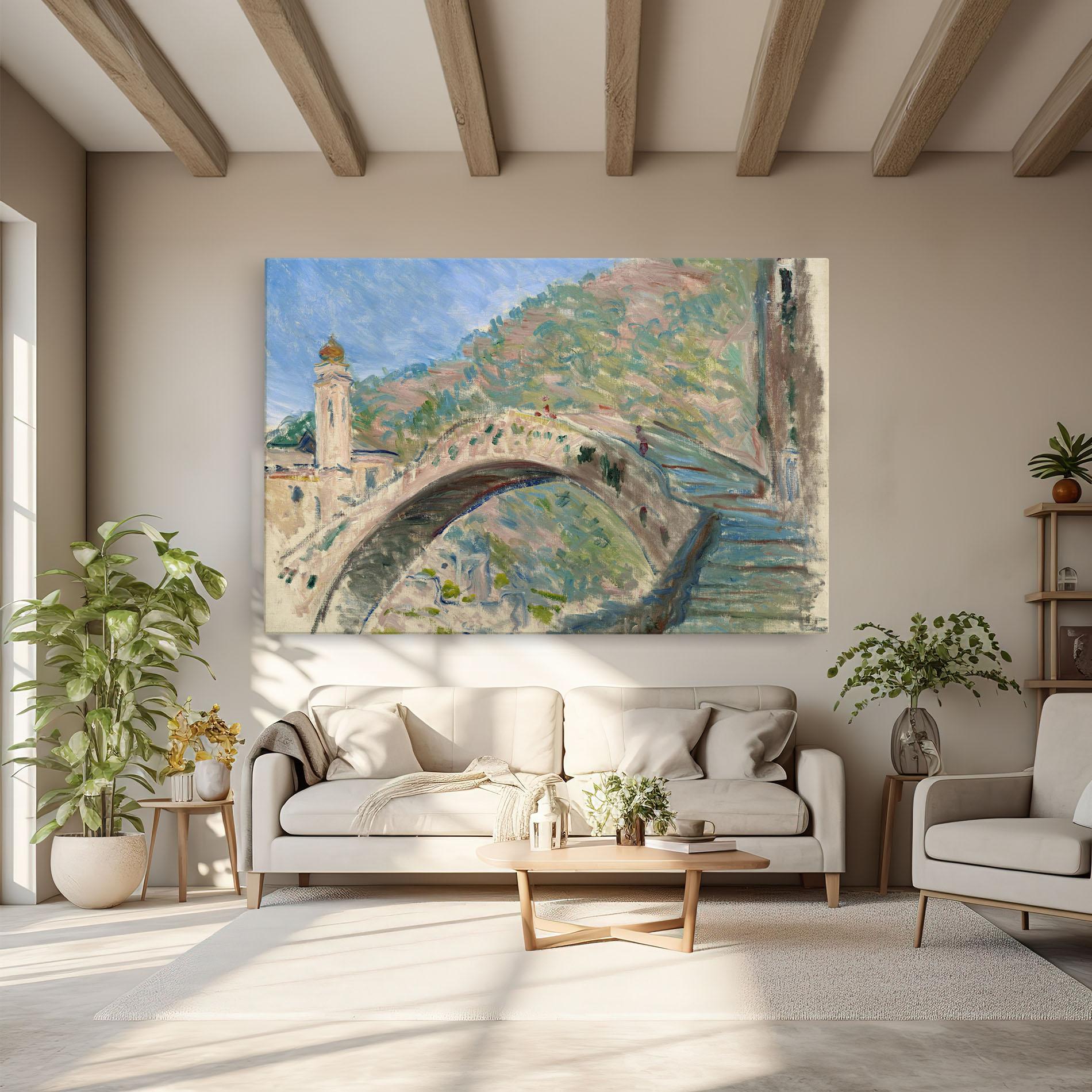 Leinwandbild Bridge At Dolceacqua mockup 6