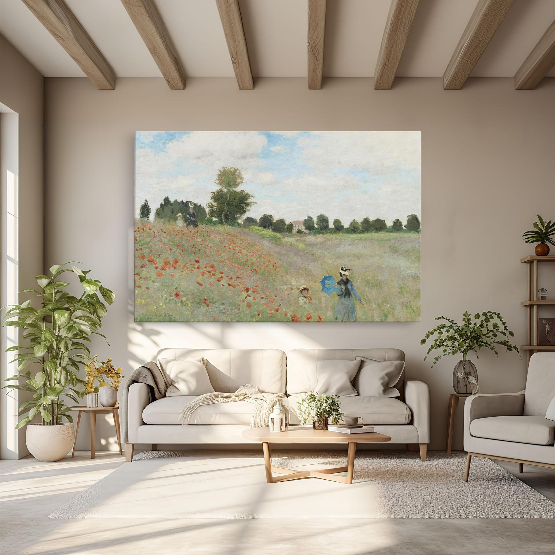 Leinwandbild Poppy Field Near Argenteuil mockup 6