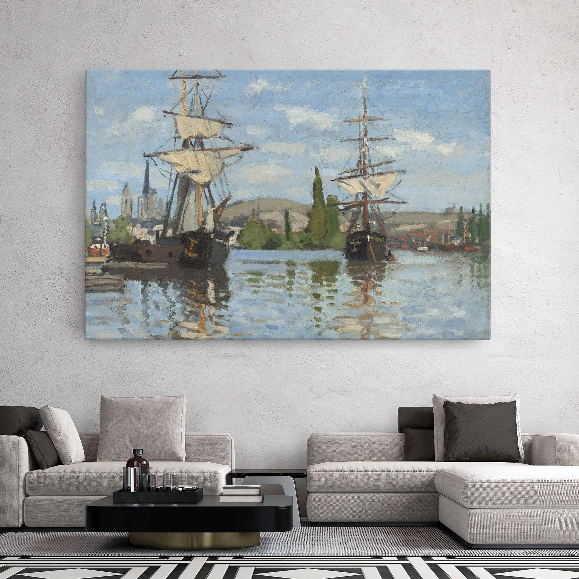 Leinwandbild Ships At Rouen mockup 2