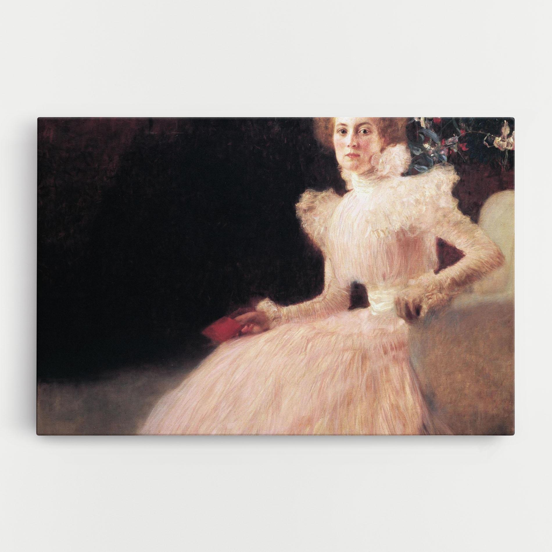 Leinwandbild Gustav Klimt Pink Dress mockup 0