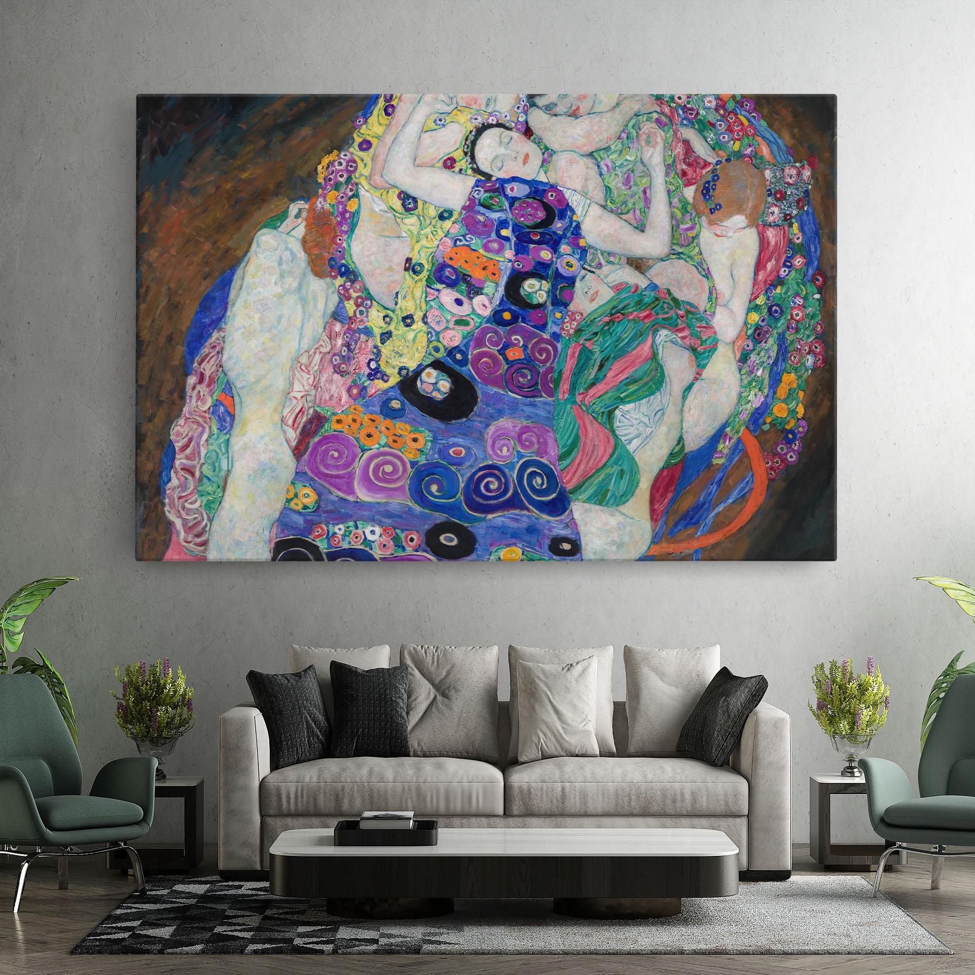 Leinwandbild Klimt Die Jungfrau mockup 7