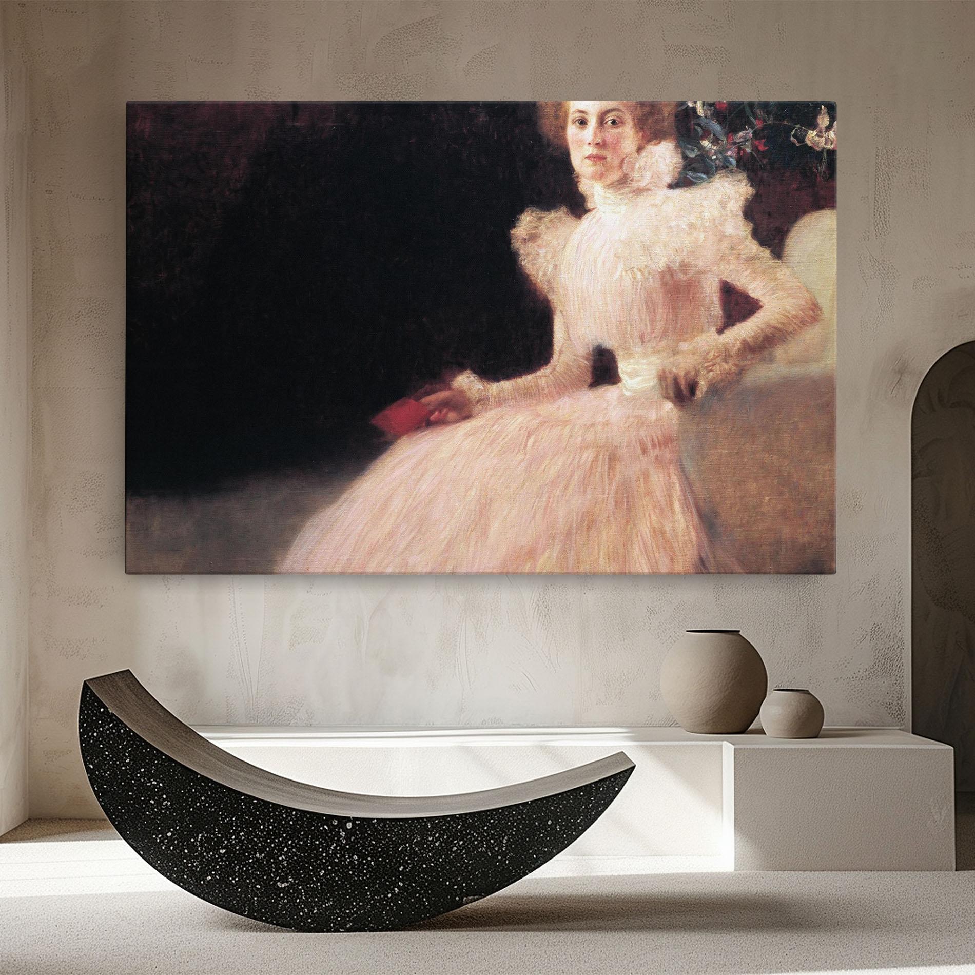 Leinwandbild Gustav Klimt Pink Dress mockup 8