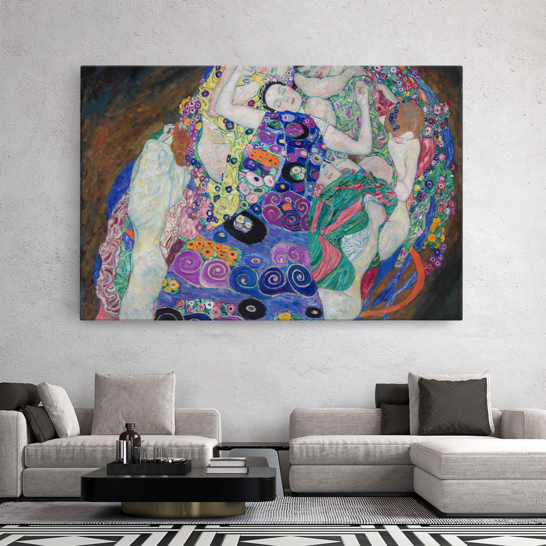 Leinwandbild Klimt Die Jungfrau mockup 2