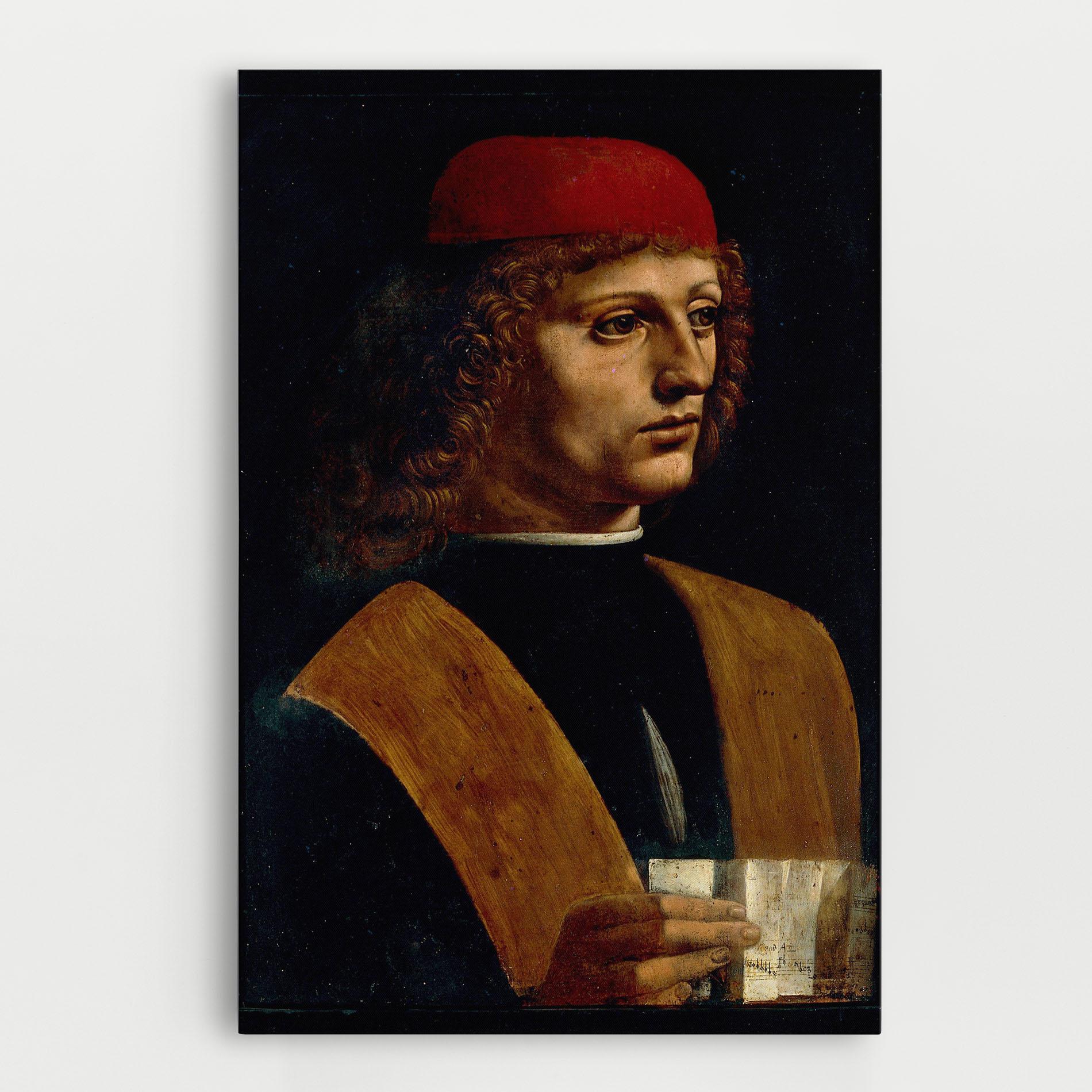 Leinwandbild Leonardo Da Vinci Portrait Of A Musician Pinacoteca Ambrosiana mockup 0