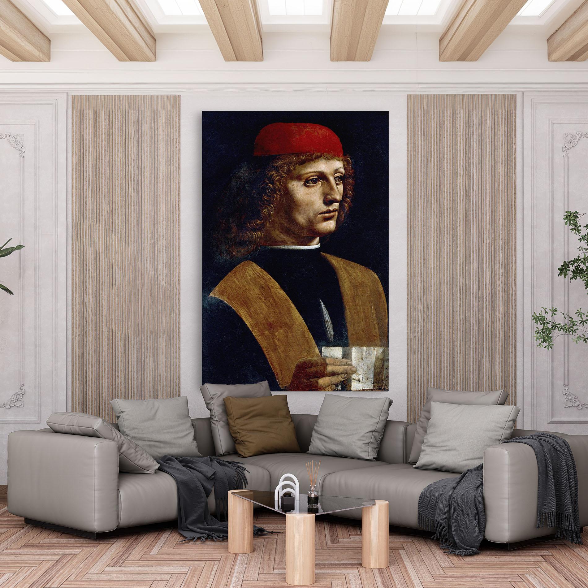 Leinwandbild Leonardo Da Vinci's The Portrait Of A Musician mockup 6