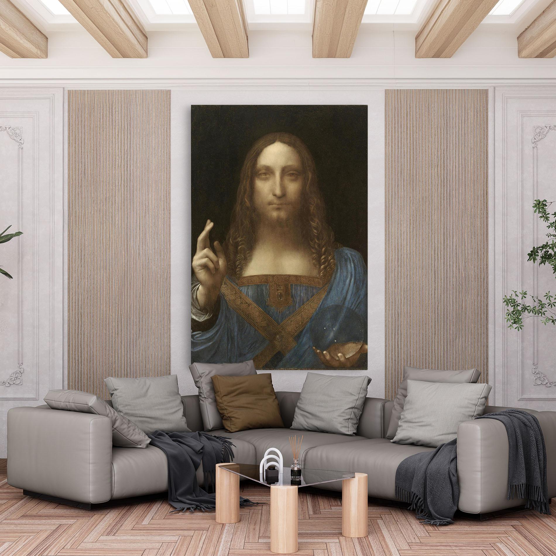 Leinwandbild Leonardo Da Vinci Salvator Mundi mockup 6
