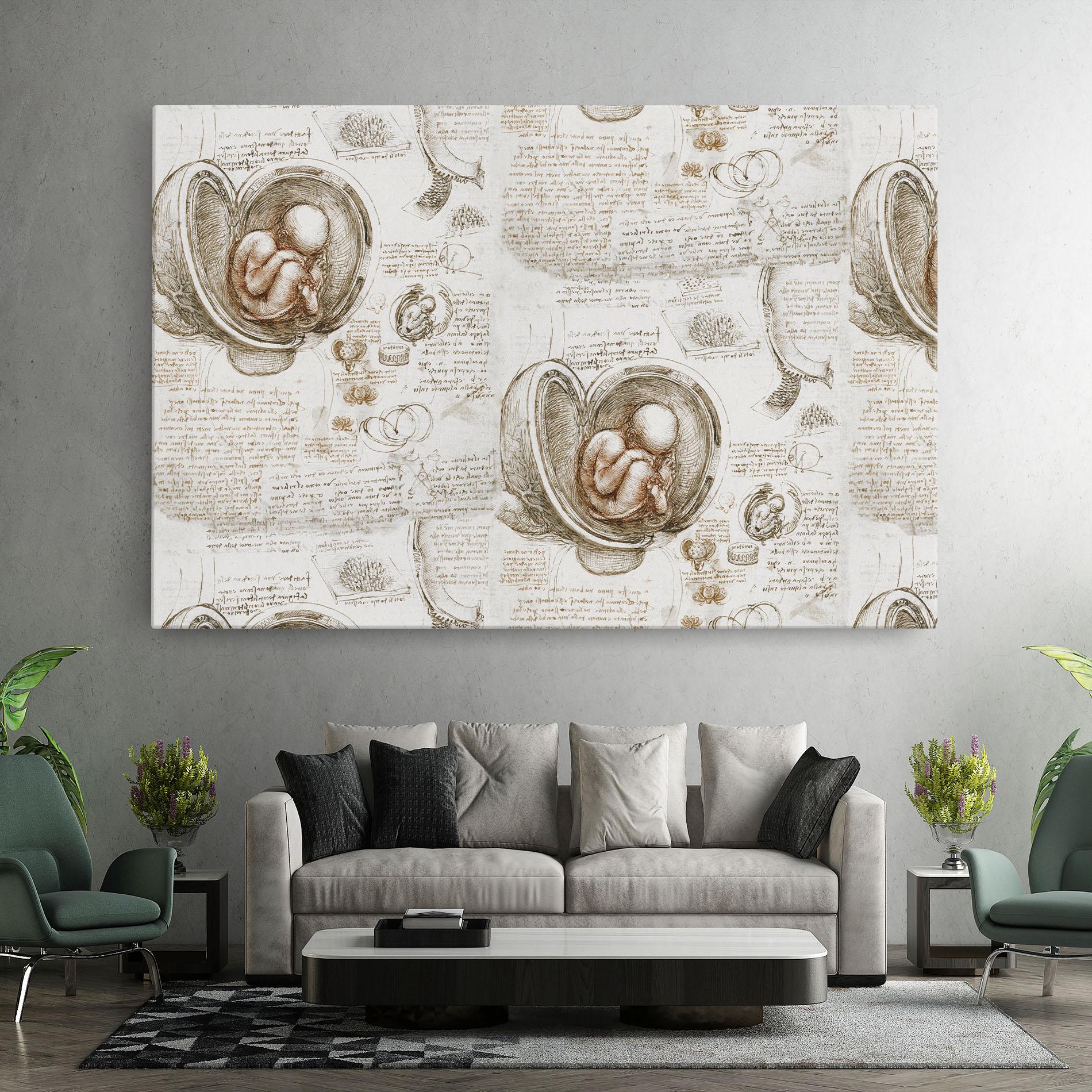 Leinwandbild Leonardo Studies Of The Foetus mockup 7