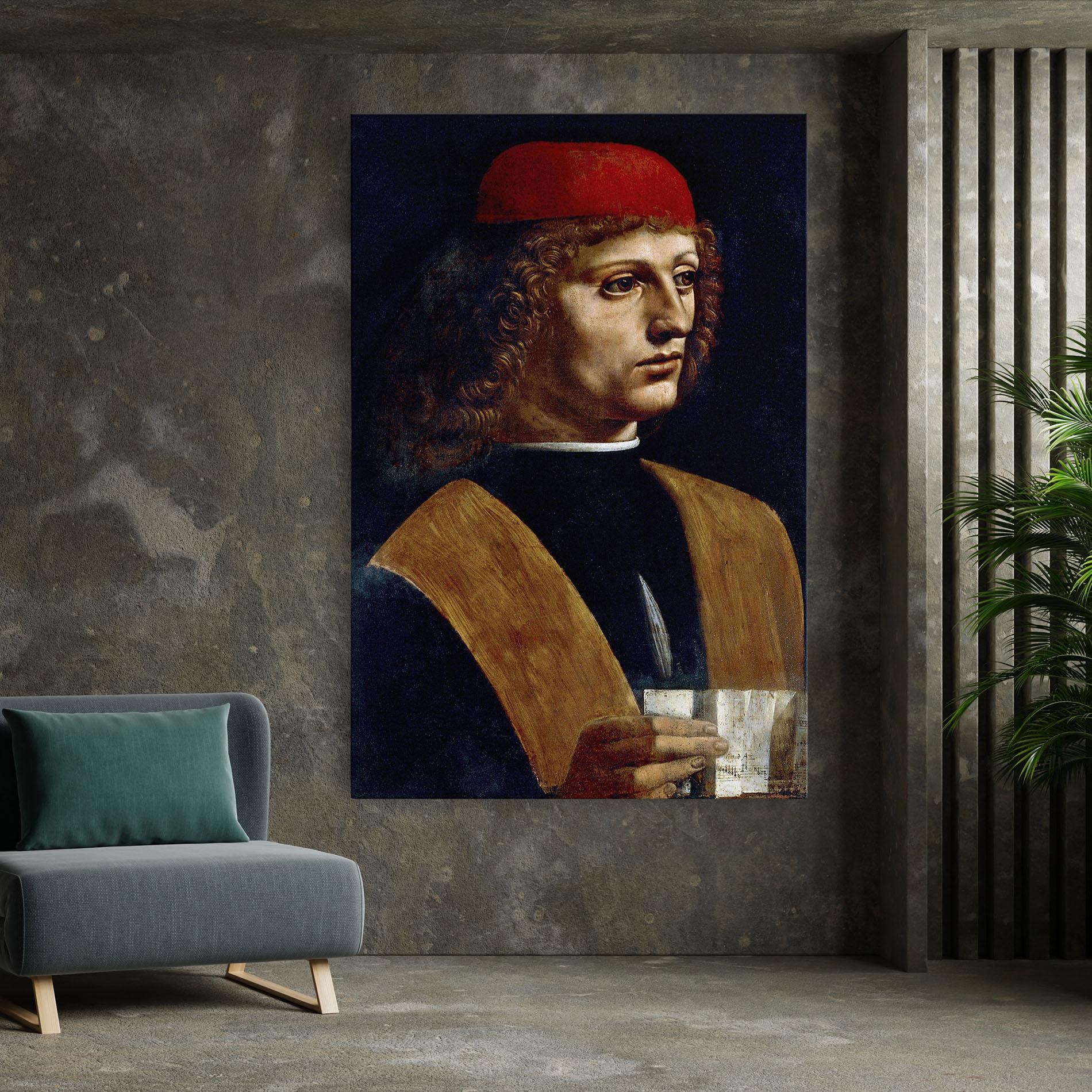 Leinwandbild Leonardo Da Vinci's The Portrait Of A Musician mockup 7