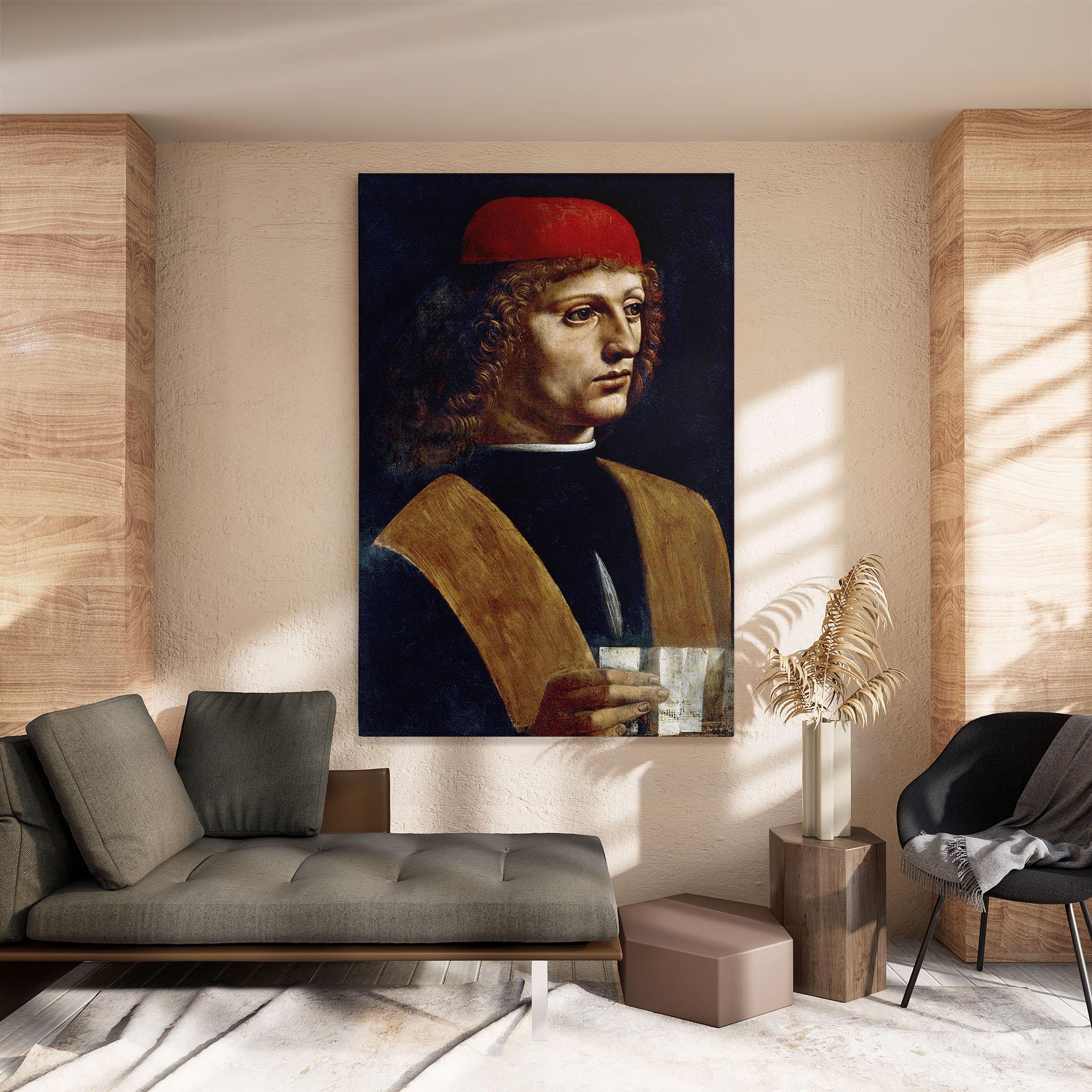 Leinwandbild Leonardo Da Vinci's The Portrait Of A Musician mockup 8