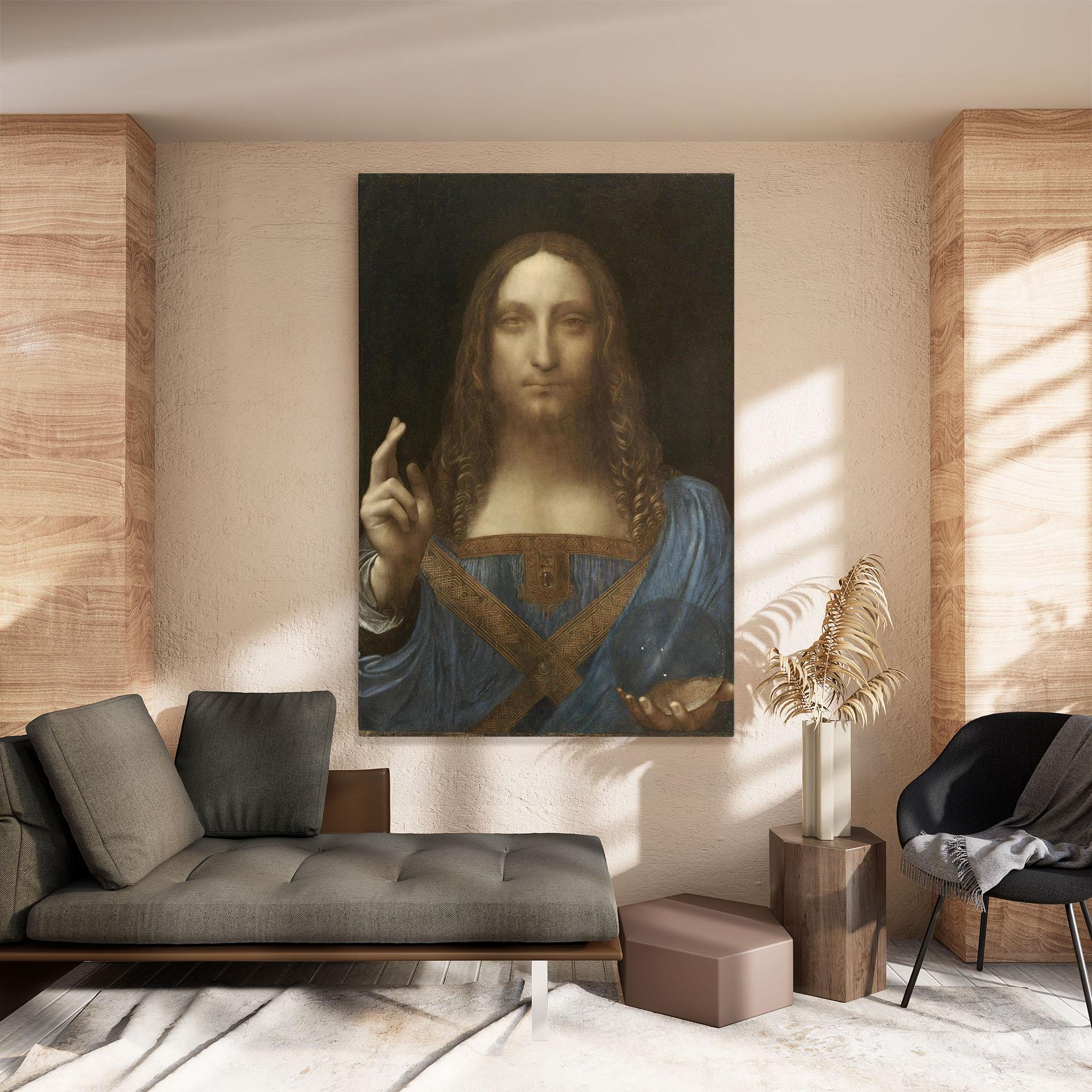 Leinwandbild Leonardo Da Vinci Salvator Mundi mockup 8