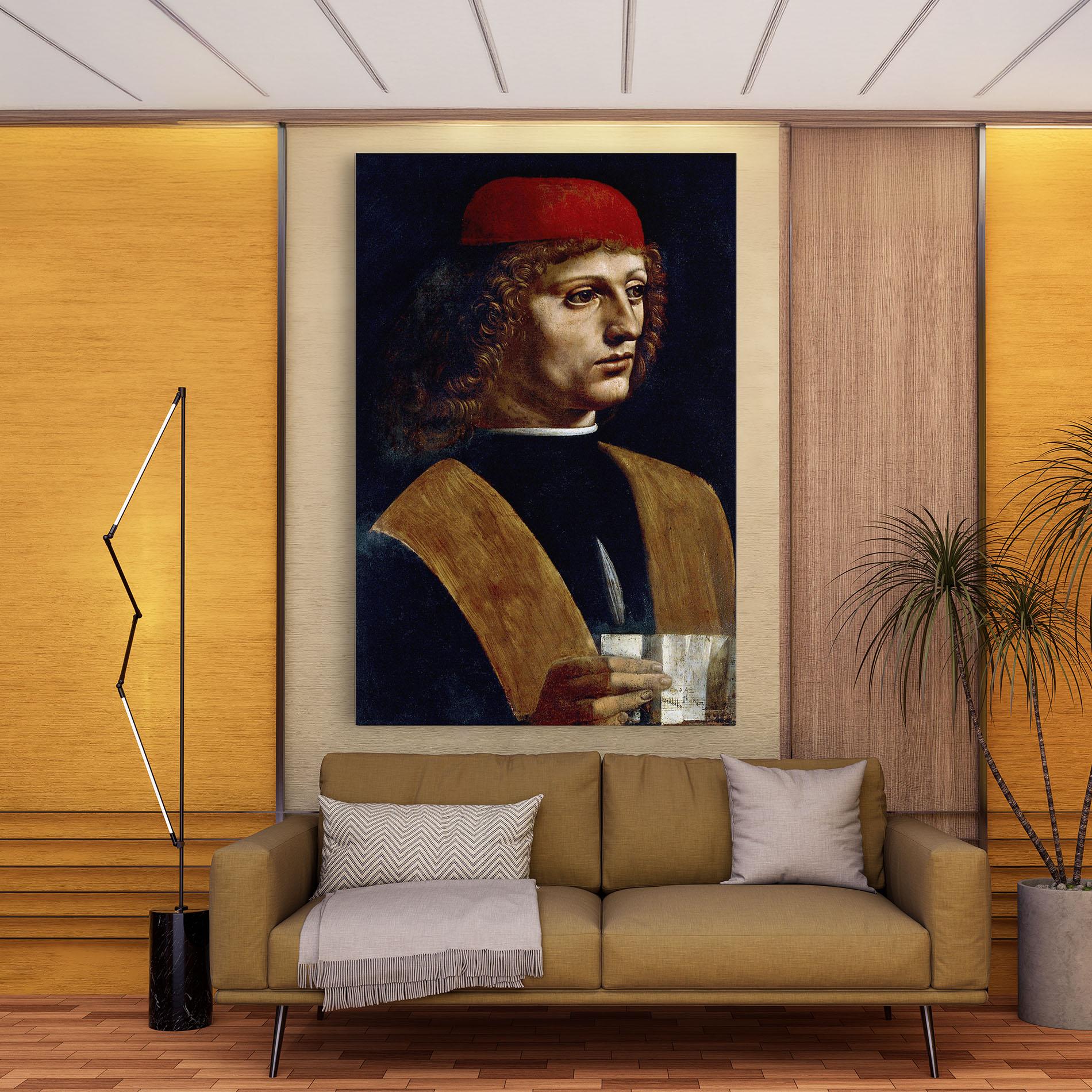 Leinwandbild Leonardo Da Vinci's The Portrait Of A Musician mockup 9
