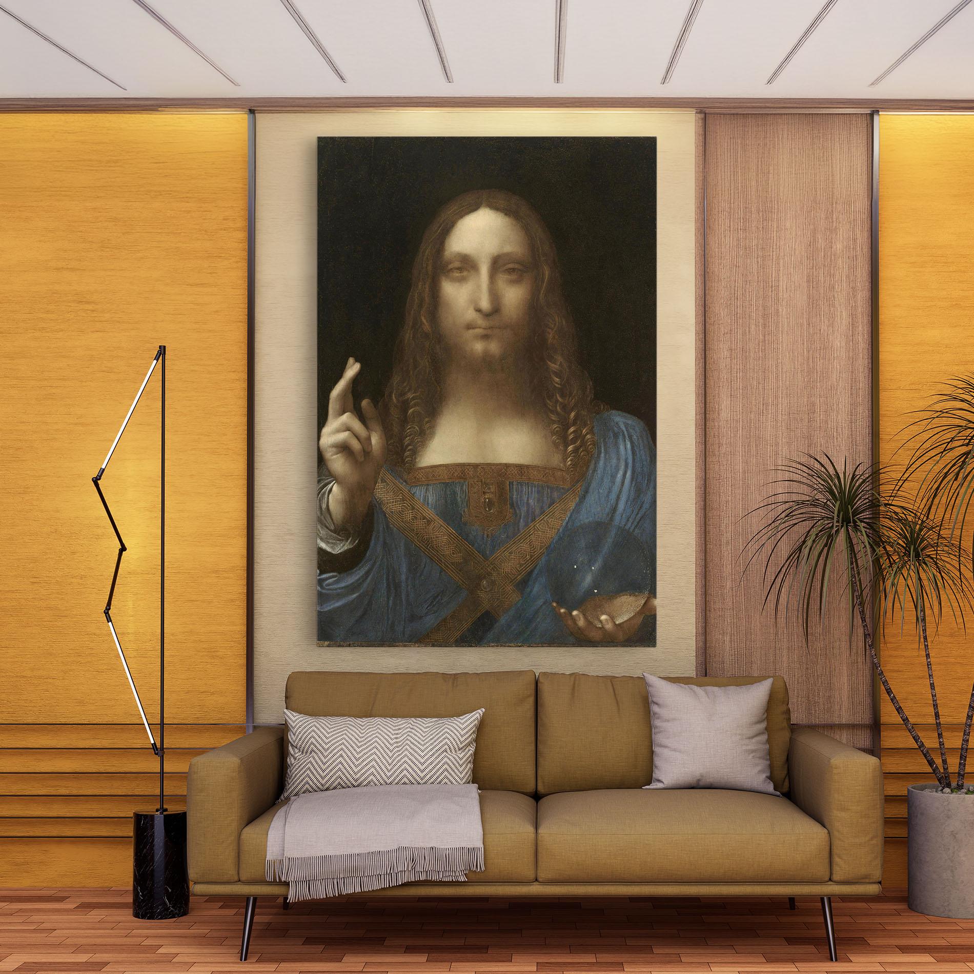 Leinwandbild Leonardo Da Vinci Salvator Mundi mockup 9